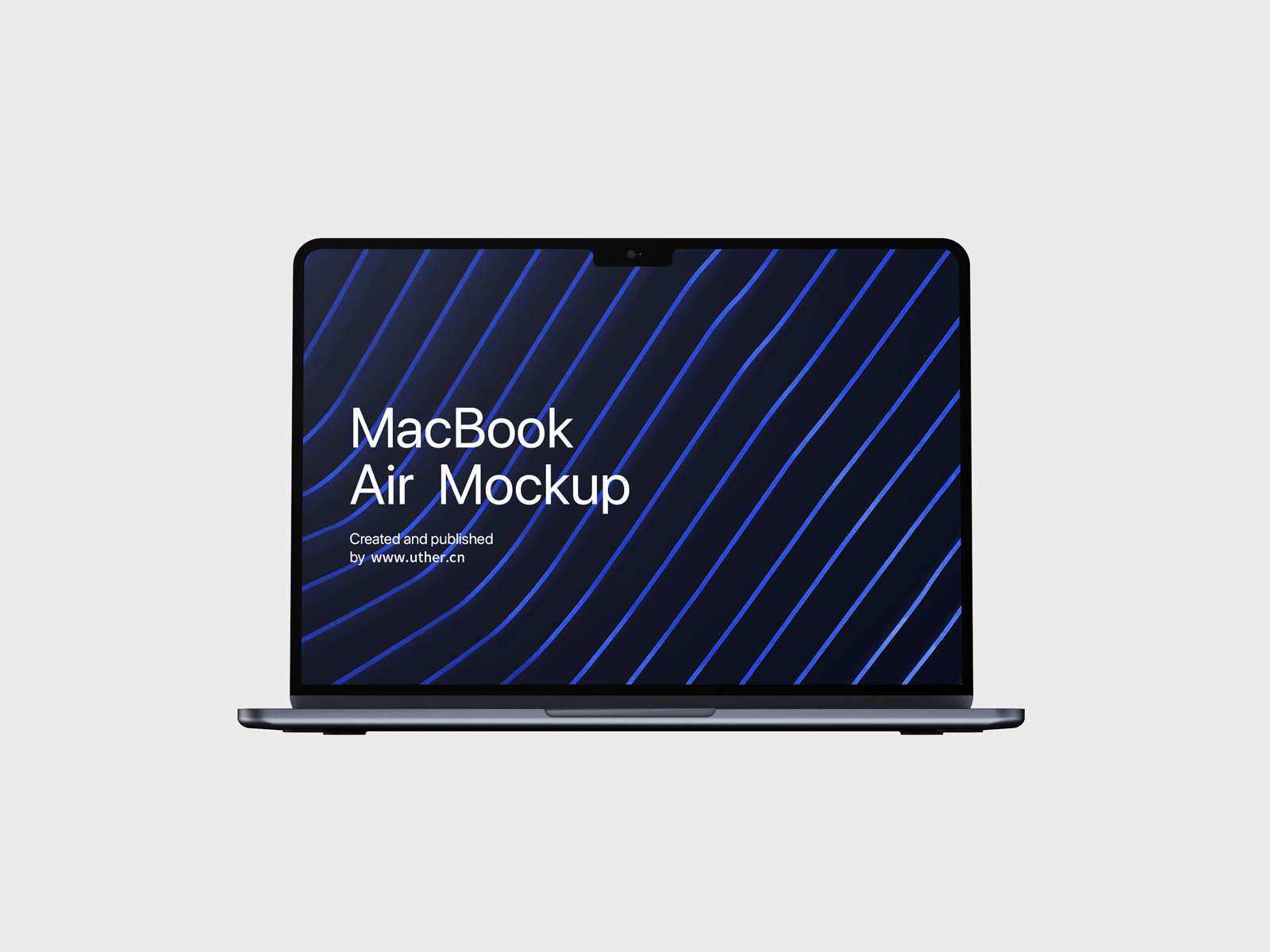 正面打开的MacBook Air 2022版样机模型mockup .psd素材