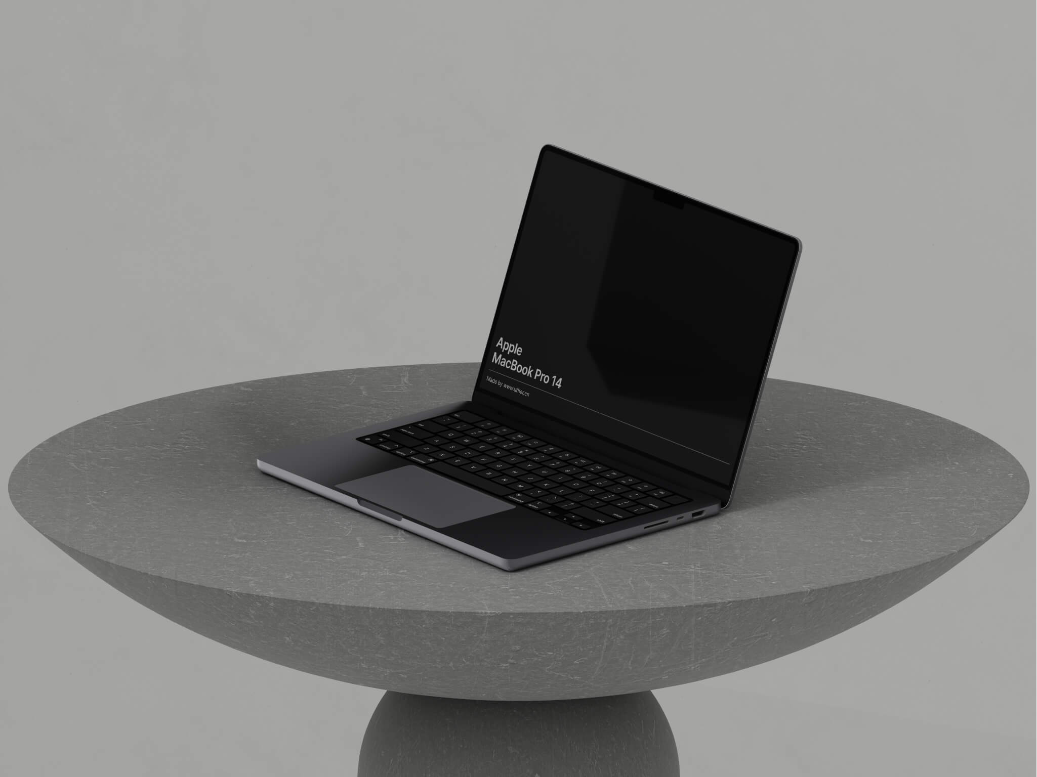 放在桌上的侧面MacBook Pro 14样机模型Mockup .fig素材