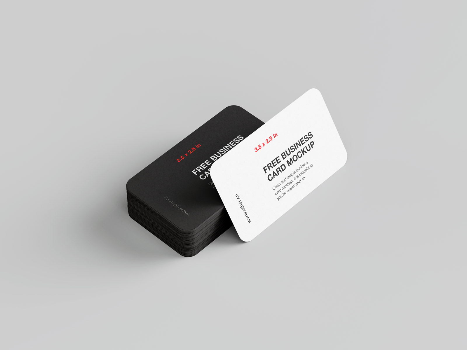简约黑白圆角商业名片卡片psd展示样机模型Business Card Mockup