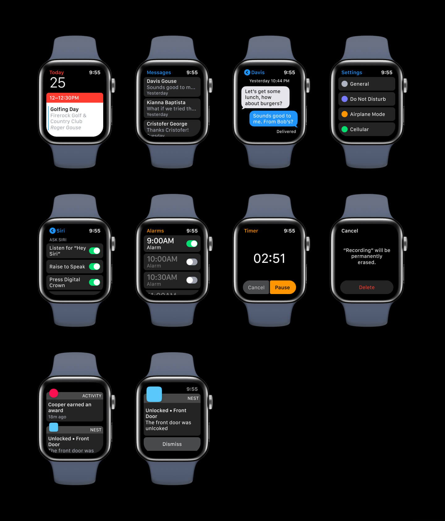 暗色系Apple WatchOS UI Kit工具包 .fig素材