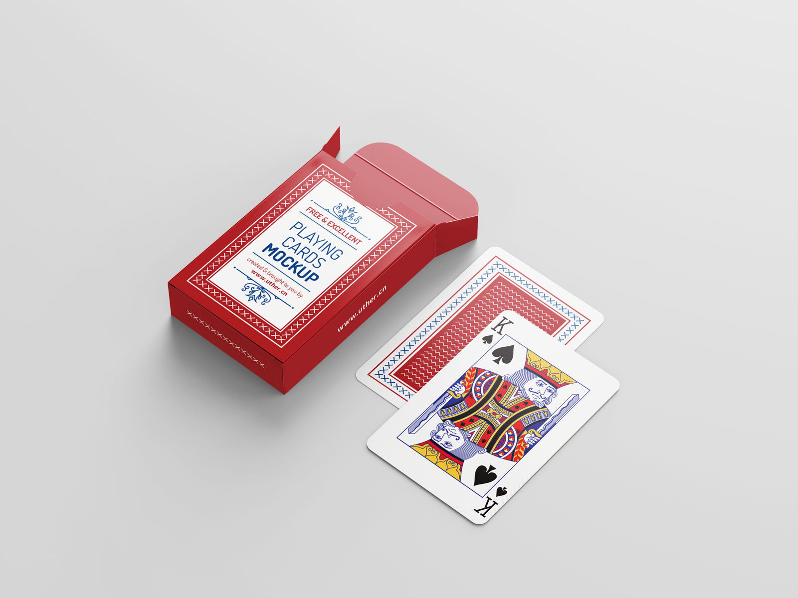 高质量打开的扑克盒扑克牌样机模型Playing Cards Mockup .psd素材