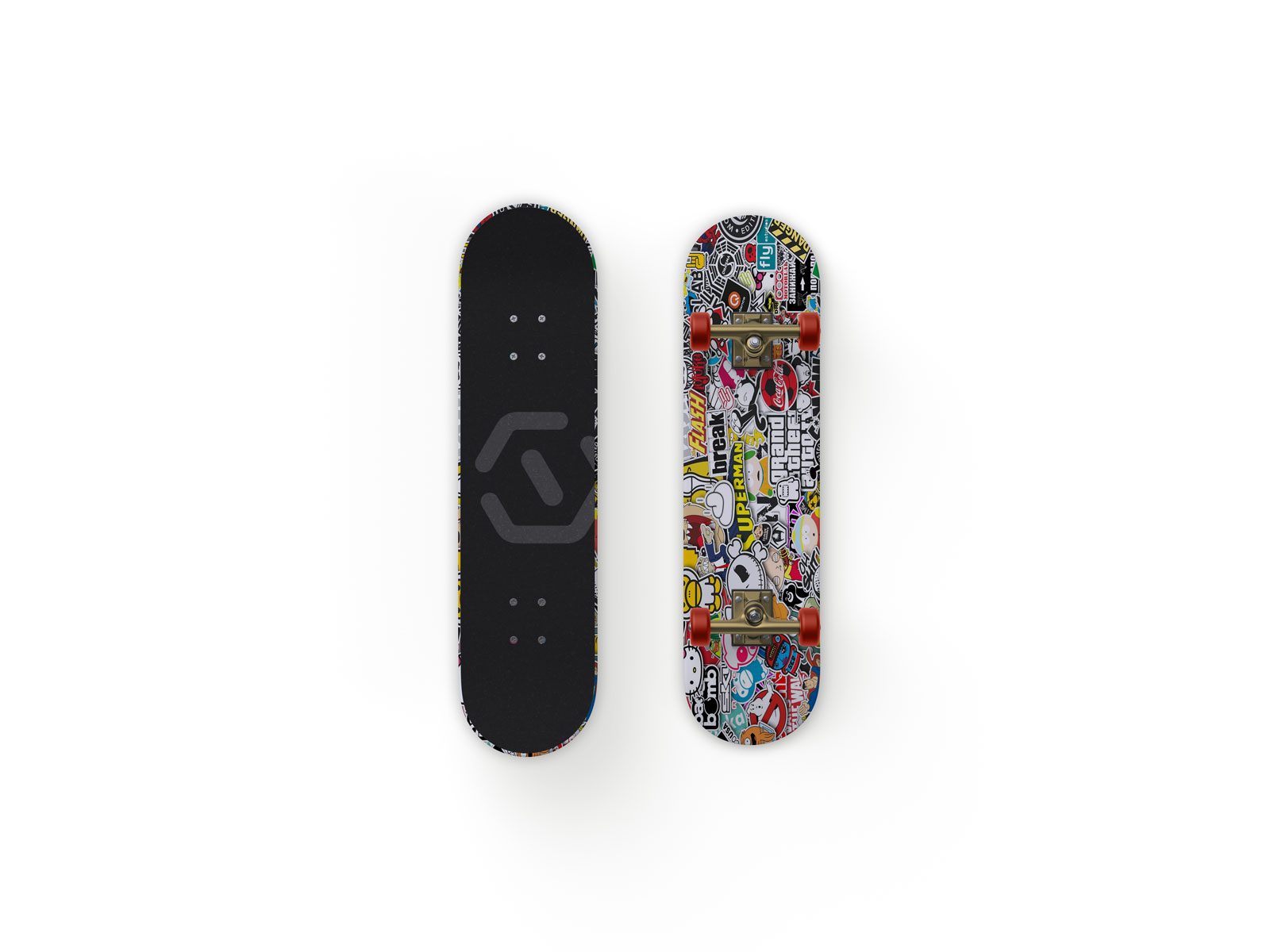 正反面滑板样机模型Skateboard Mockup .psd素材