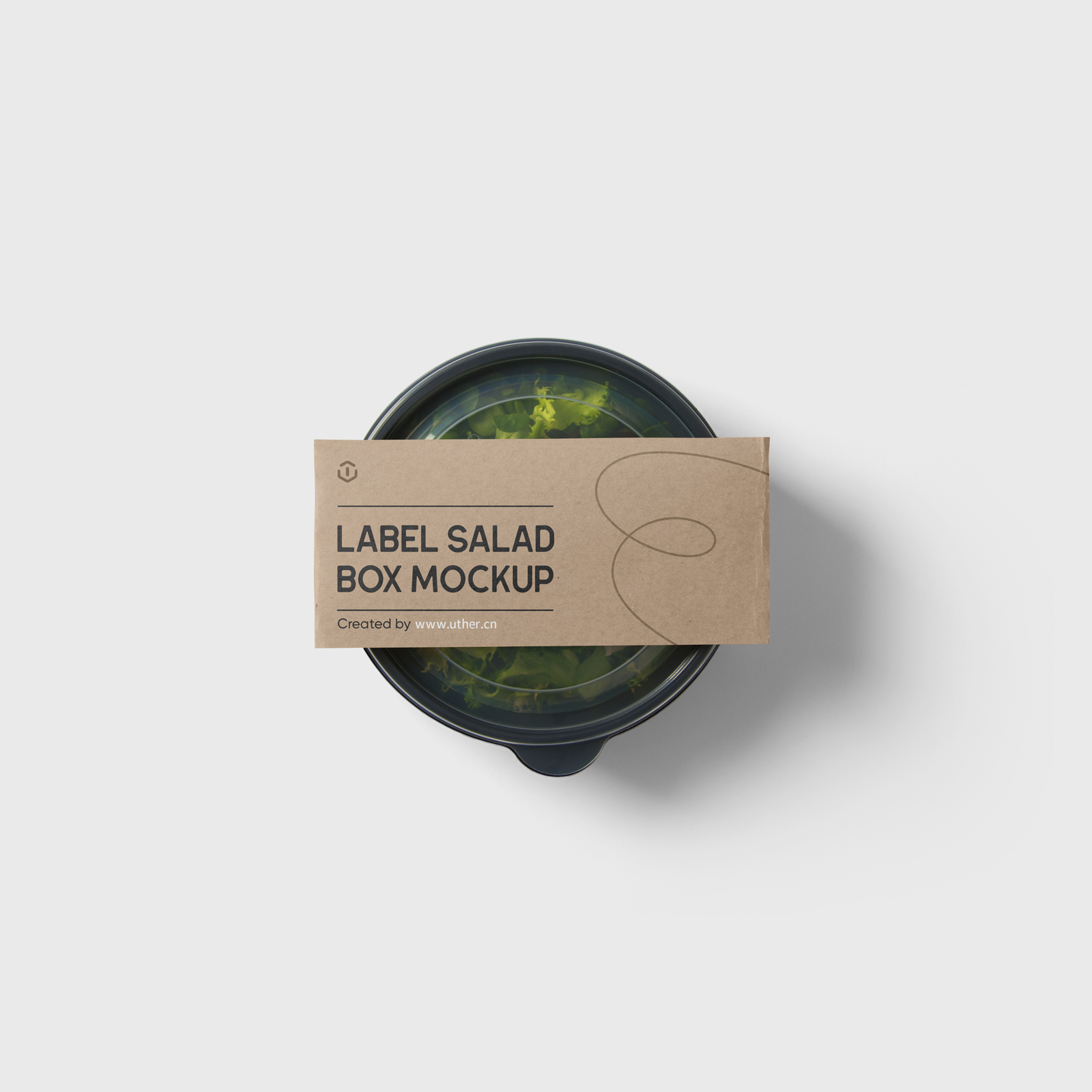 高质量沙拉包装盒样机模型Label Salad Box Mockup .psd素材