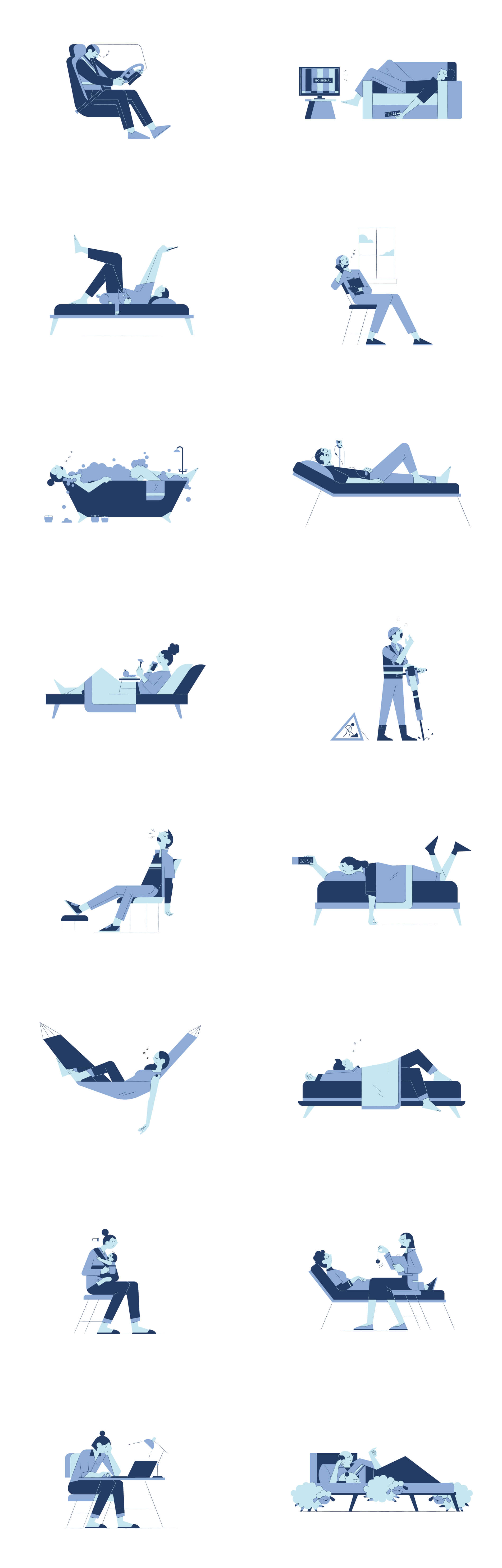 0款关于睡眠健康的矢量插画