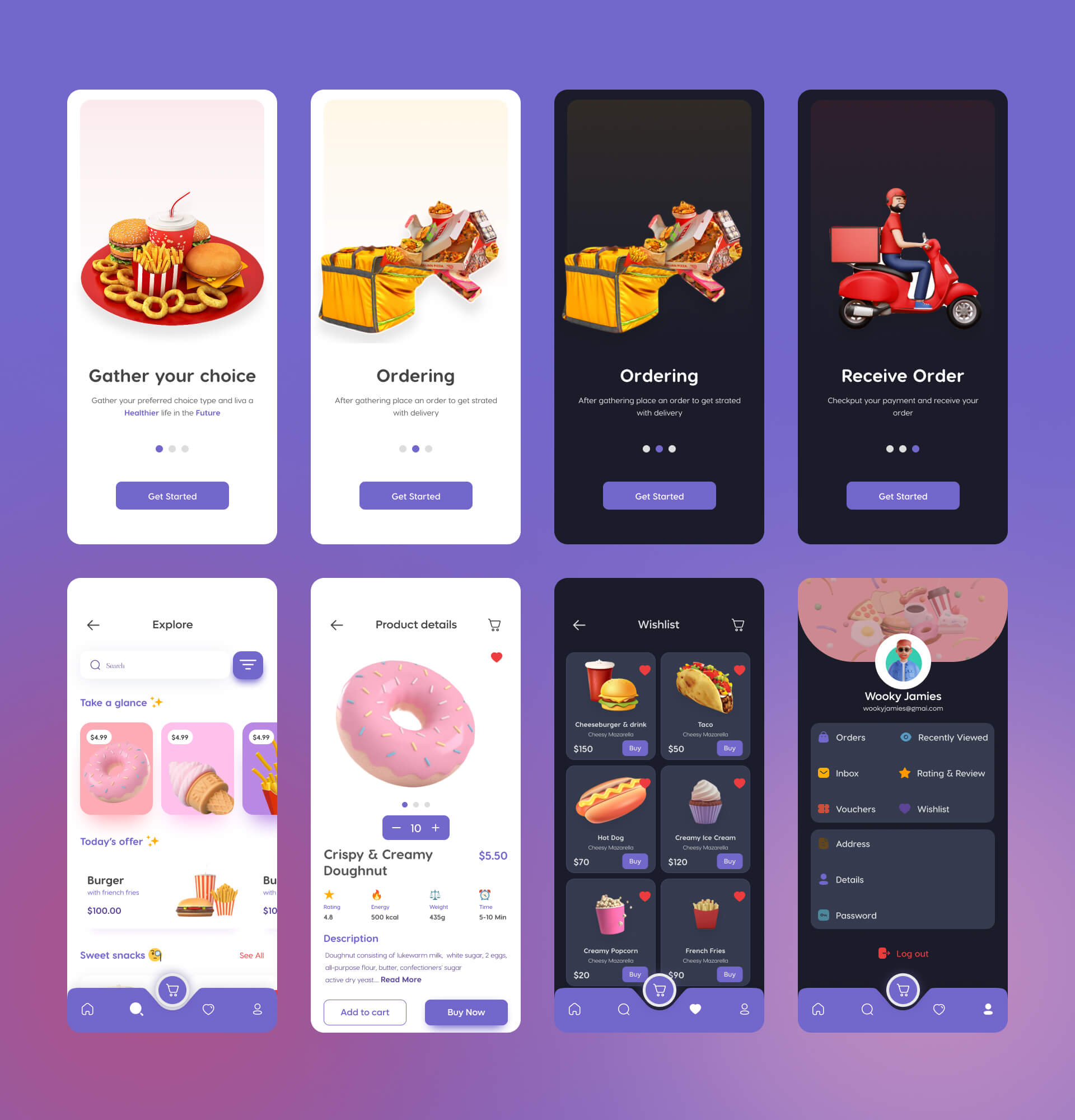 明暗两套美食外卖配送App UI界面设计 .fig素材