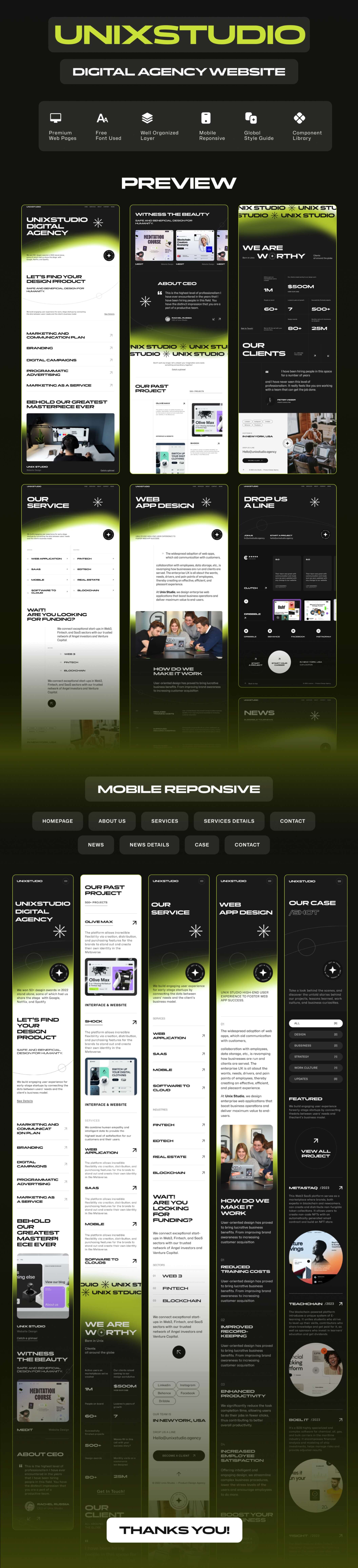 酷炫暗色系数字代理设计开发公司企业官网WEB UI界面设计 .fig素材