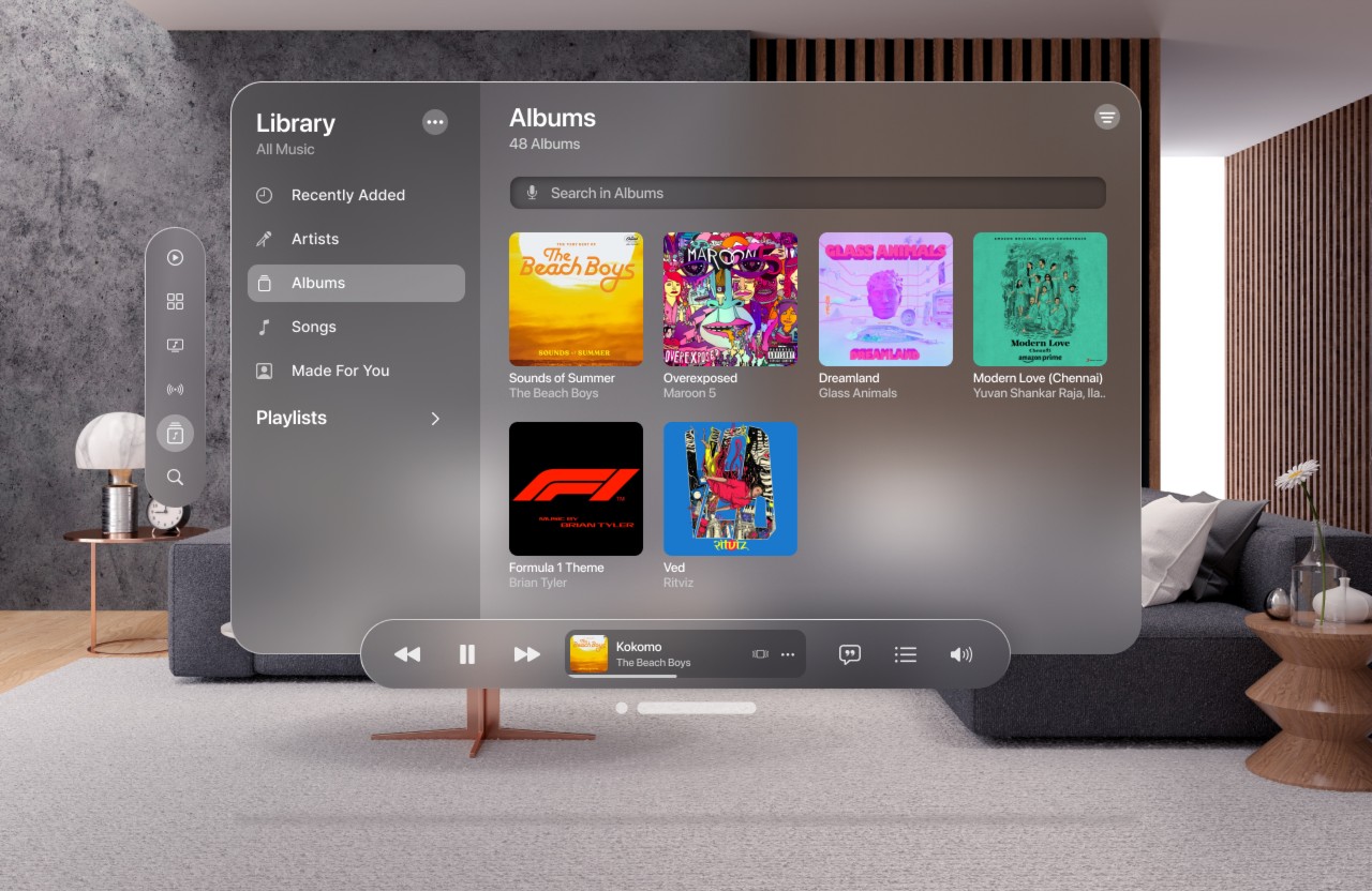 磨砂圆角风Apple Music VisionOS UI界面设计 .fig素材