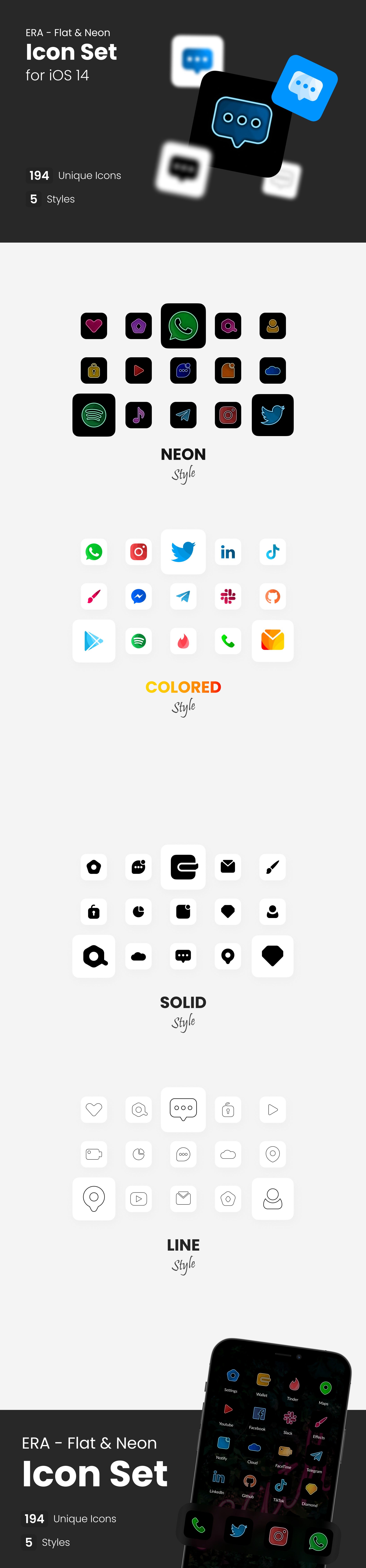98个常用线性面性多色单色图标icon