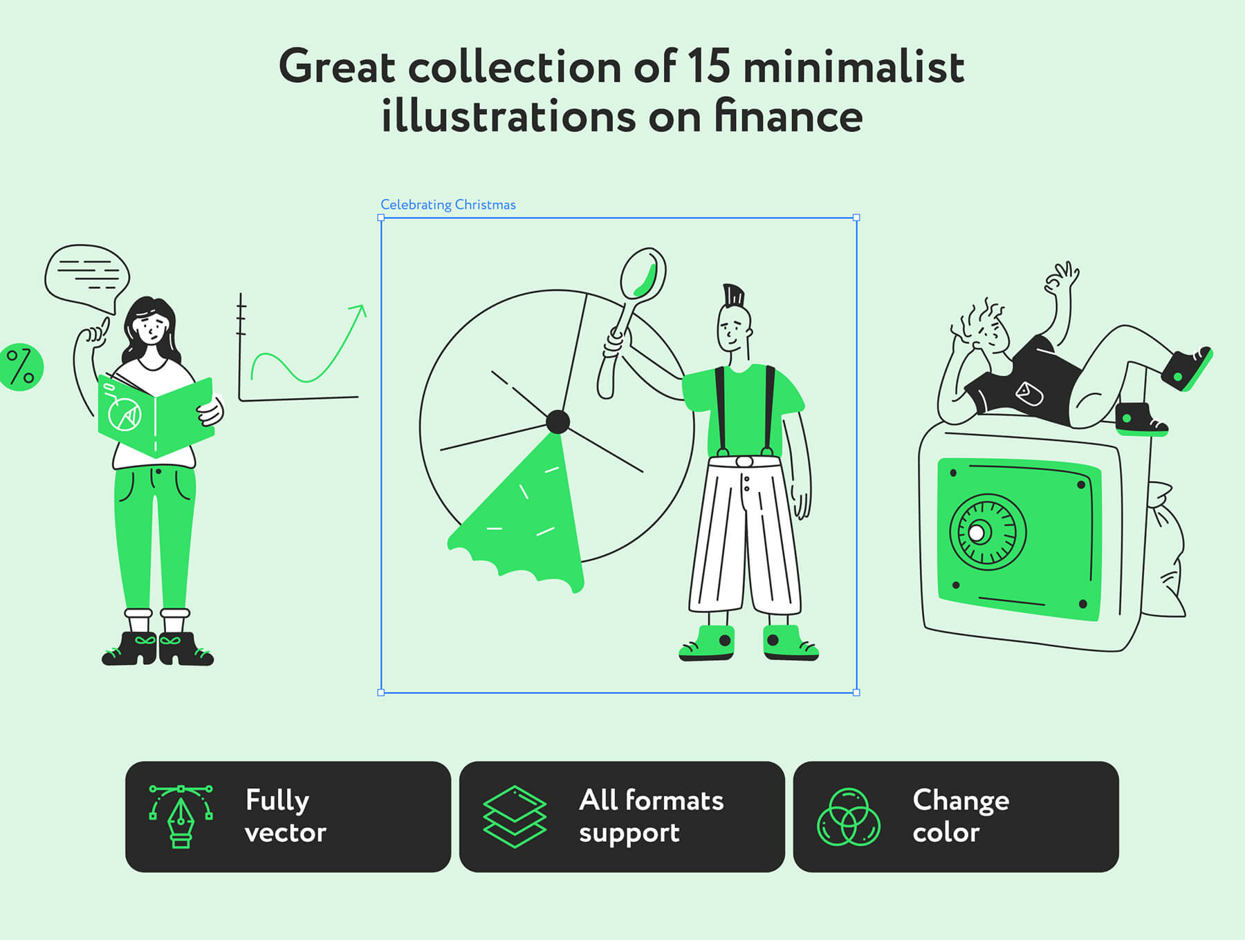5款金融财务虚拟货币数字货币加密货币矢量场景插画