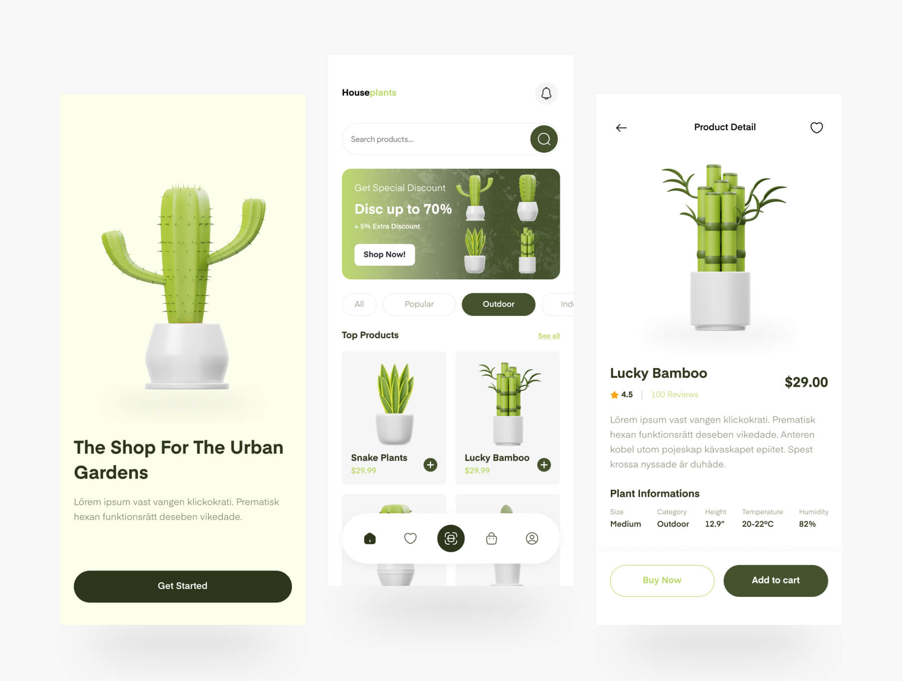 5个多角度绿色植物绿植花卉盆栽3D图标icon