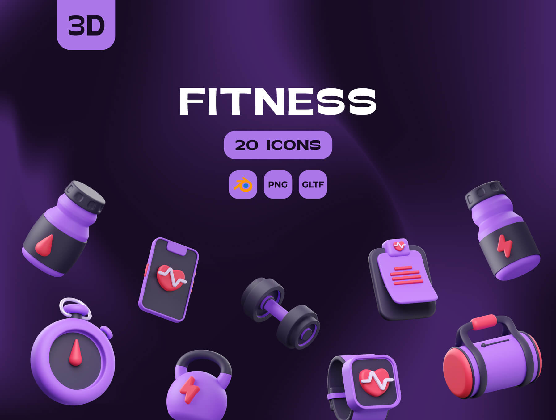 0个高质量健身运动器材3D图标icon