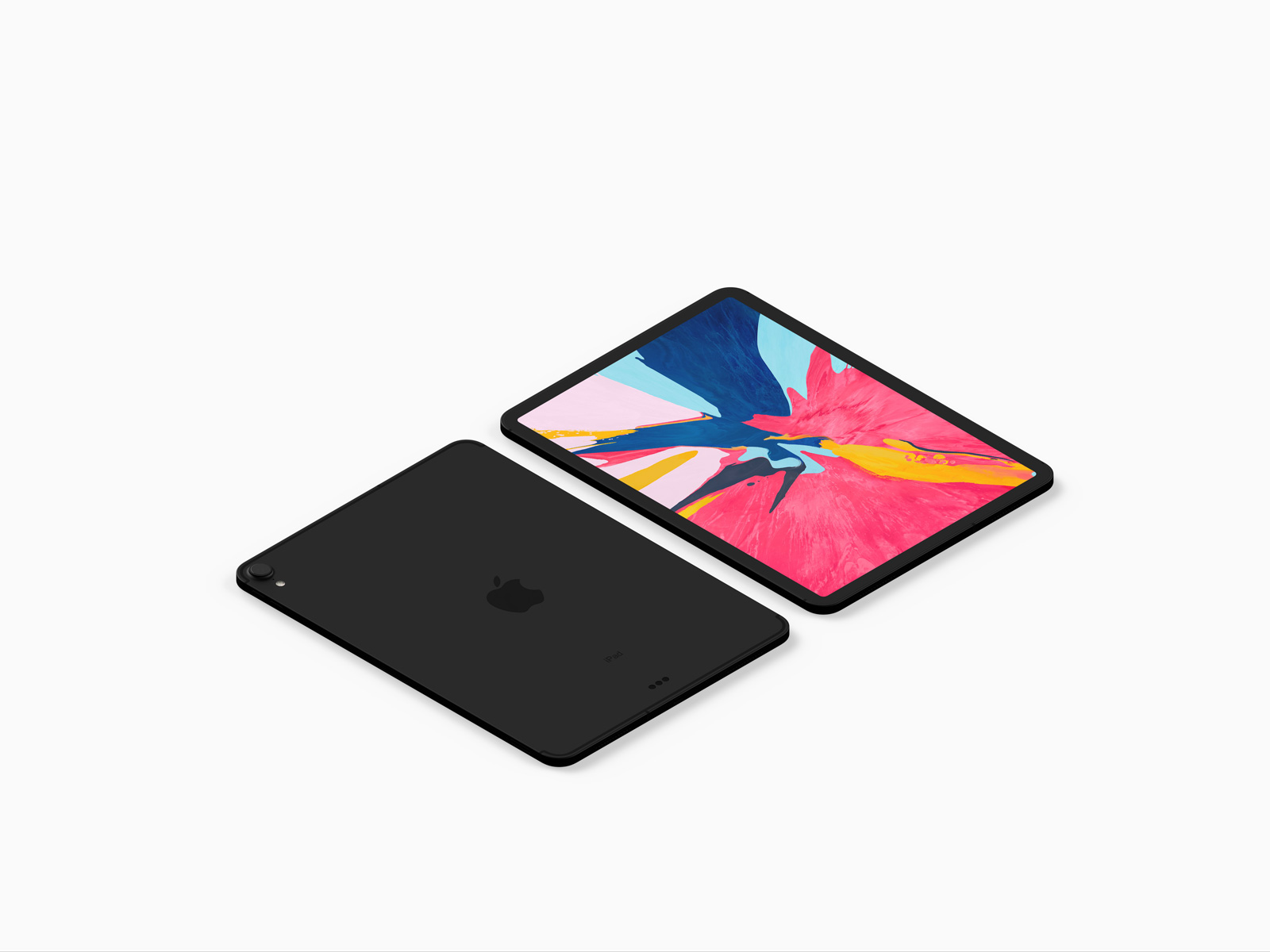 iPad Pro 2018正反面俯视图四色样机iPad Pro Mockup