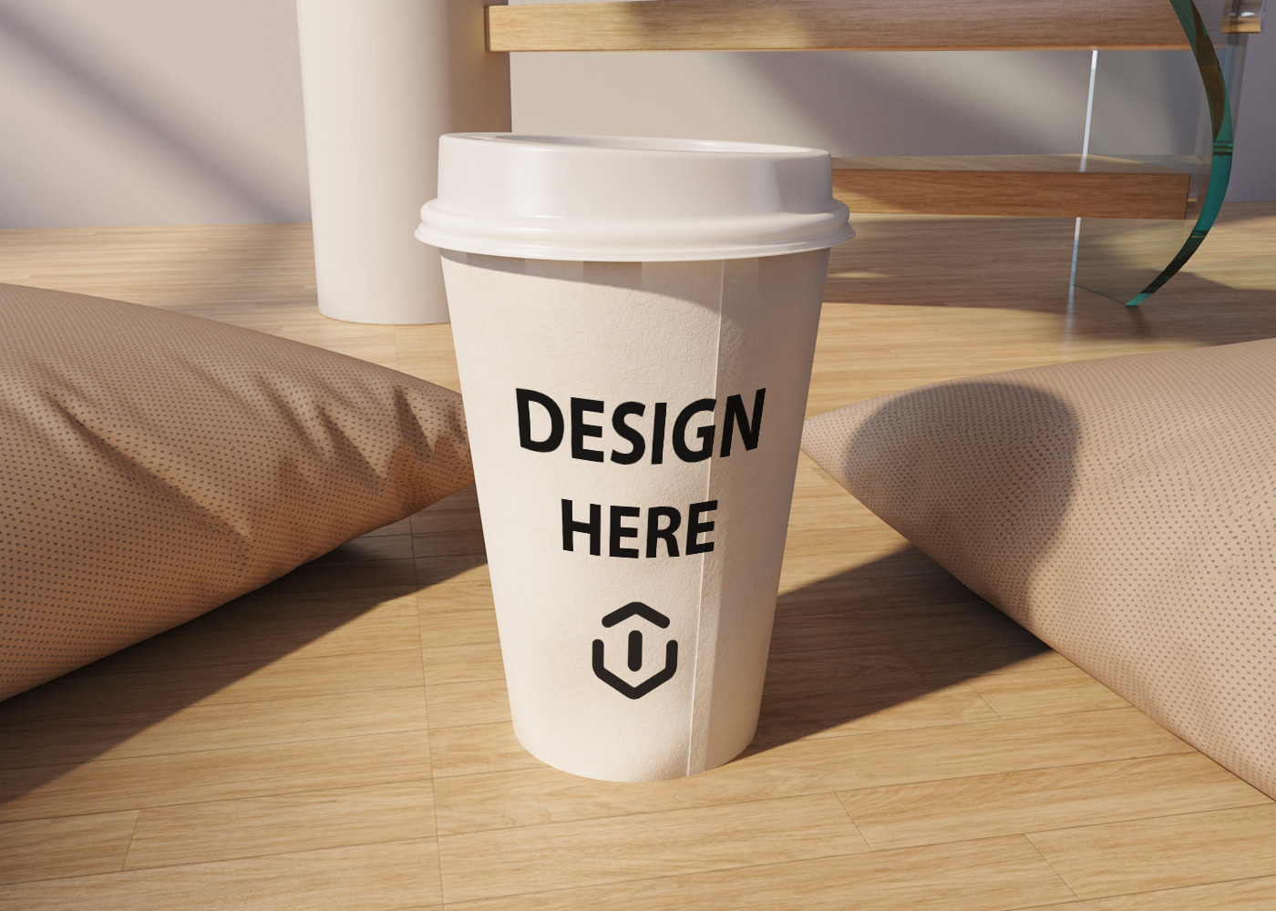 白色带盖咖啡纸杯贴图样机PSD模板Coffee Cup Mockup