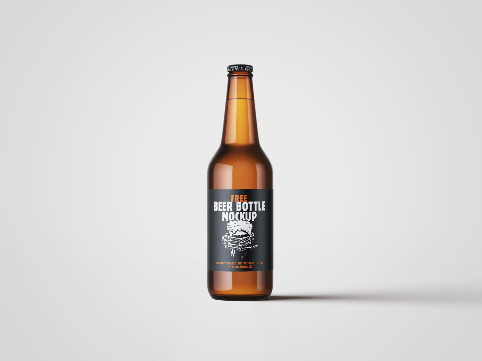 高品质棕色啤酒瓶PSD贴图模板样机模型beer bottle mockup