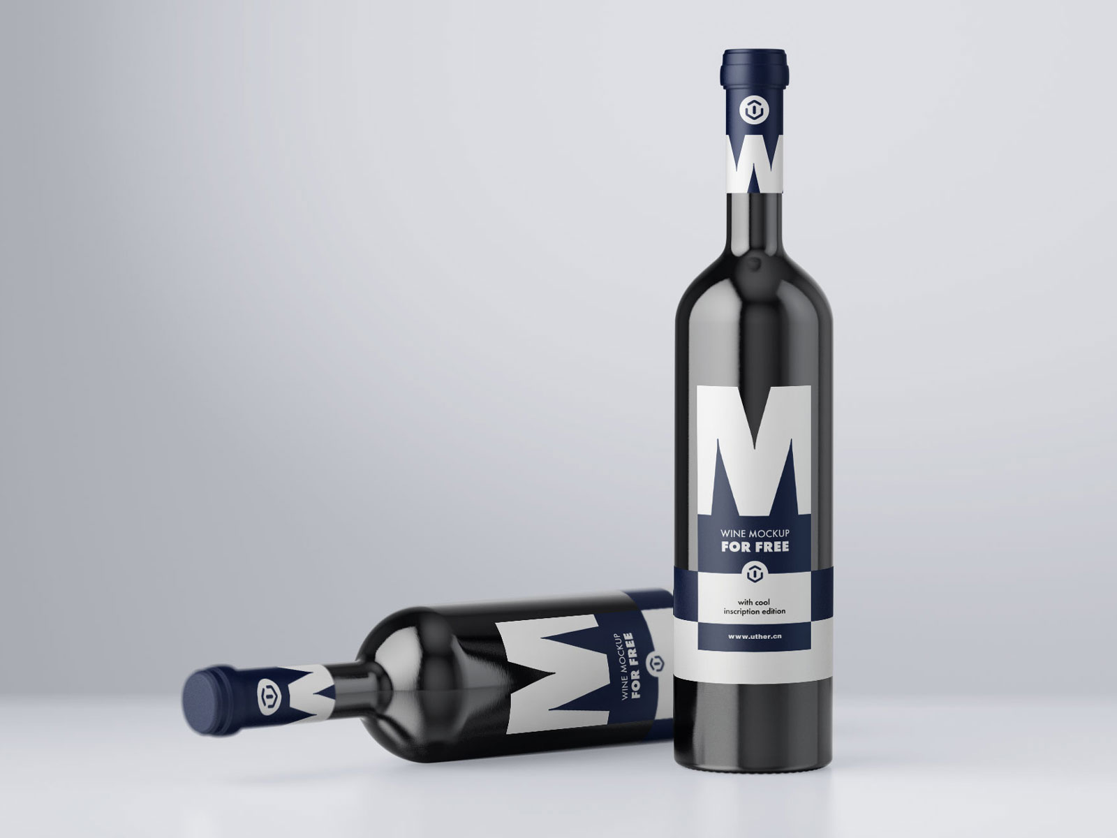 时尚高端葡萄酒瓶组合包装设计PSD样机模型Wine Bottle Mockup