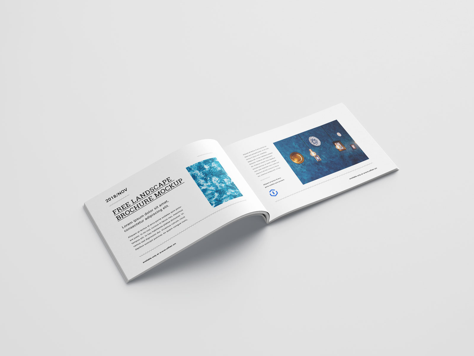 高端横向钉装宣传册画册手册设计内页展示PSD样机素材brochure mockup