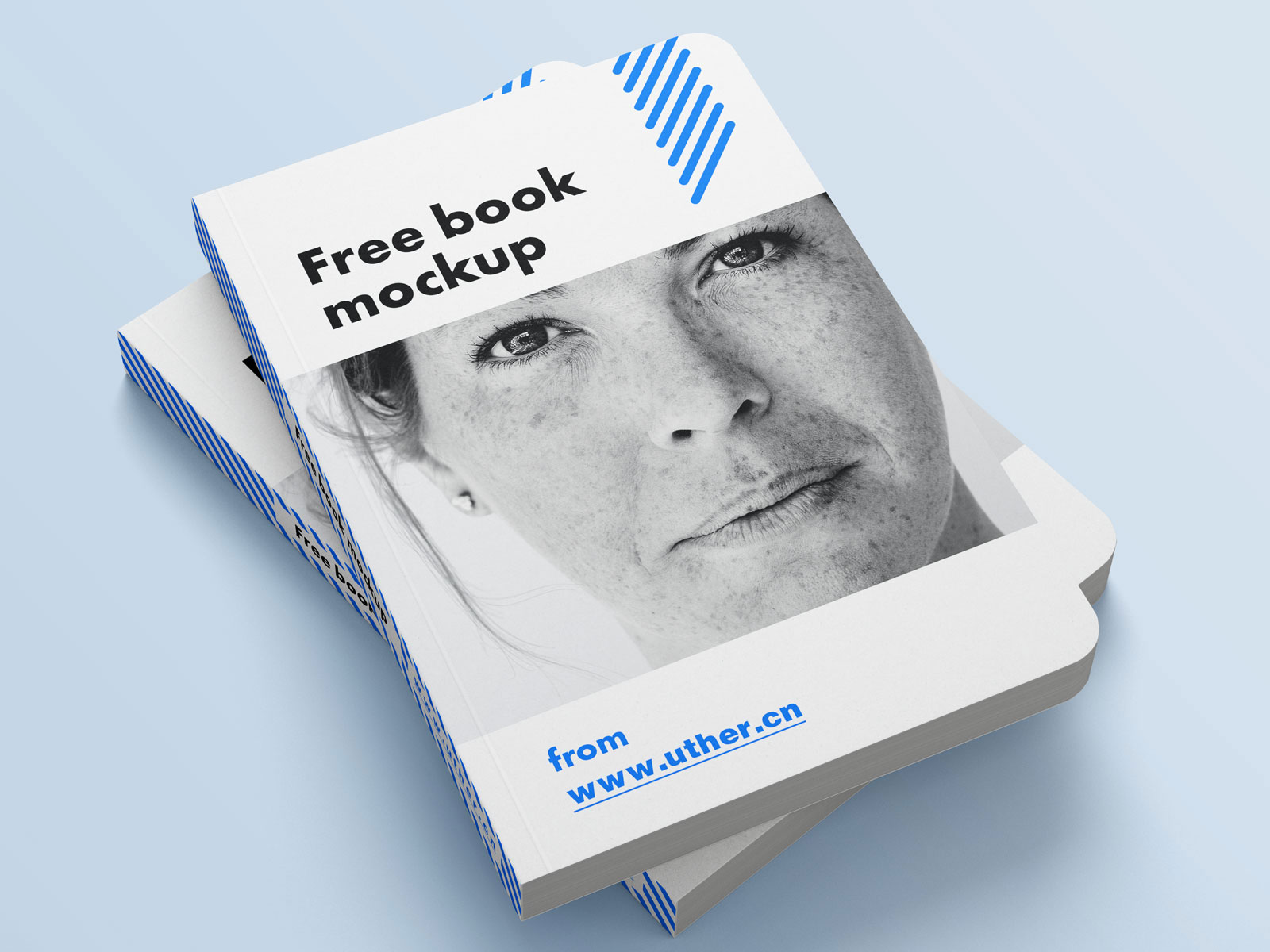 简洁高级蓝色圆角书籍封面模型PSD贴图模板book mockup