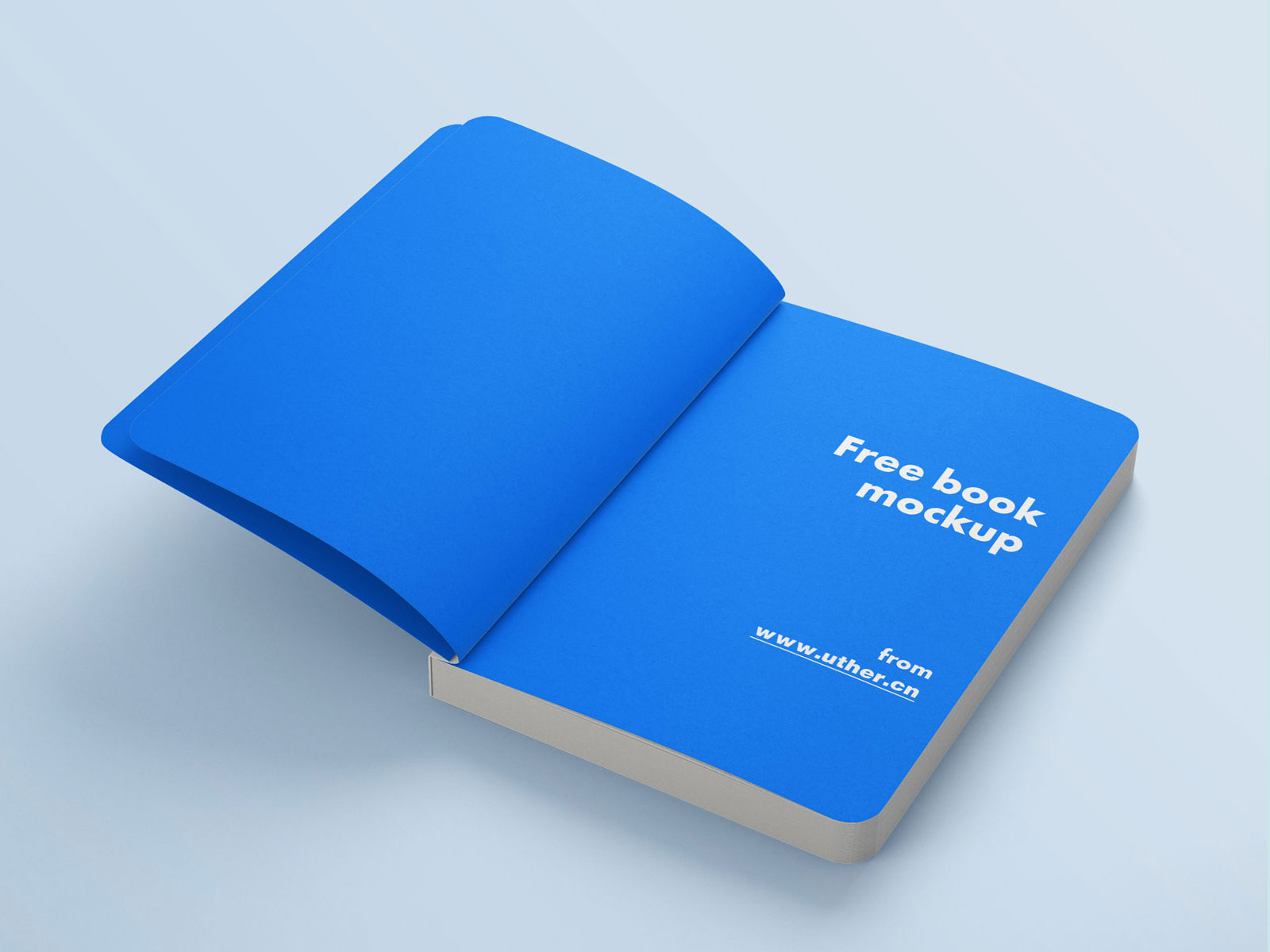 简洁高级蓝色圆角书籍翻书模型PSD贴图模板book mockup