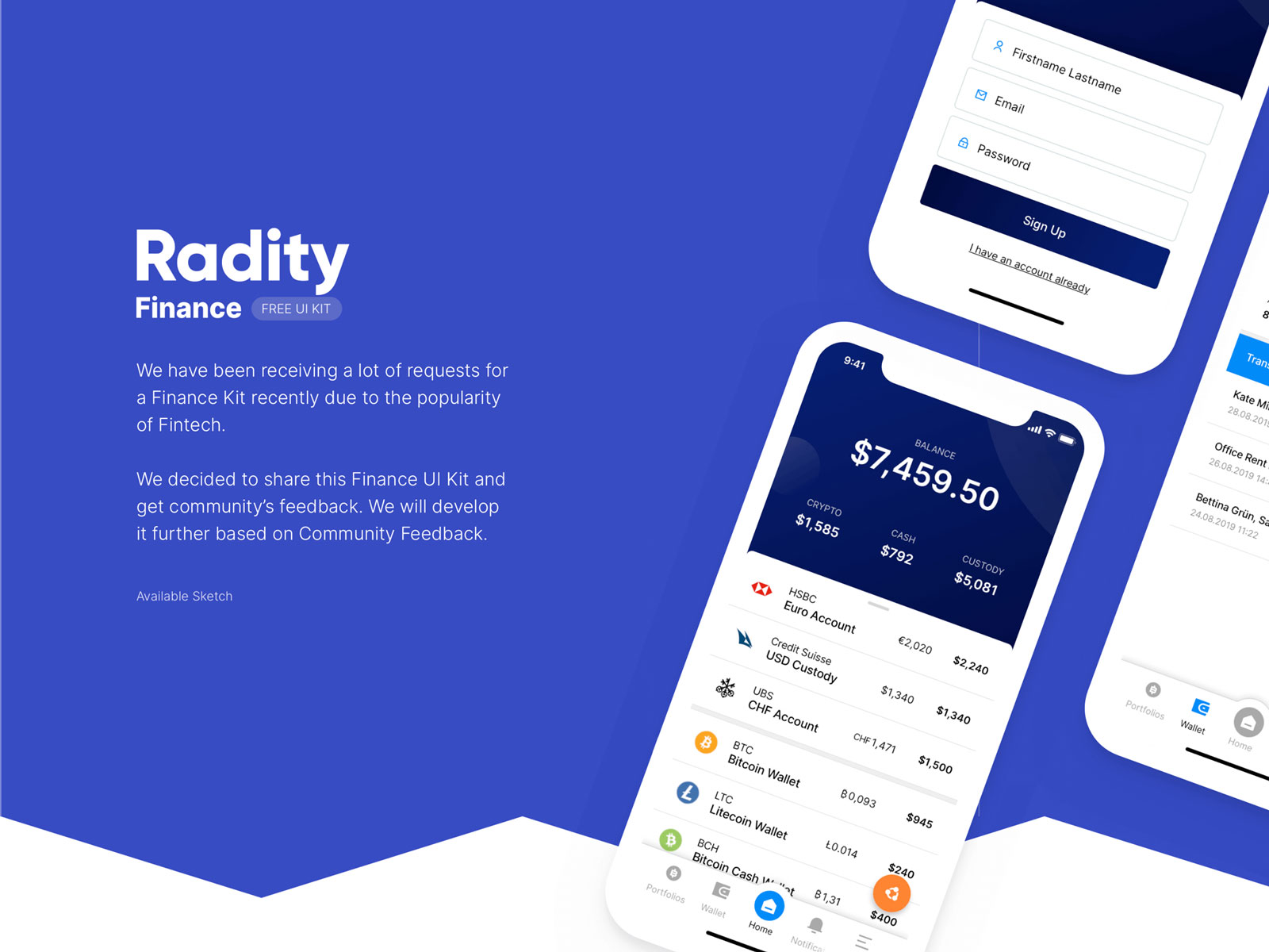 虚拟货币财务App界面设计UI设计 .sketch素材
