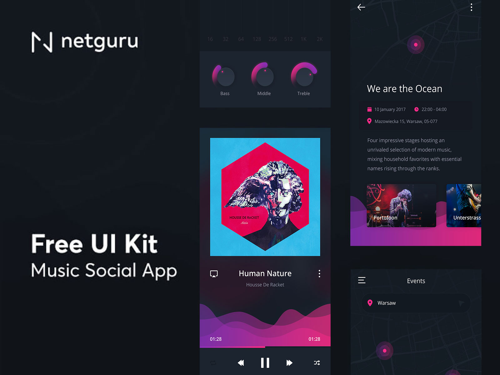 音乐播放社交App界面设计UI设计 .psd素材