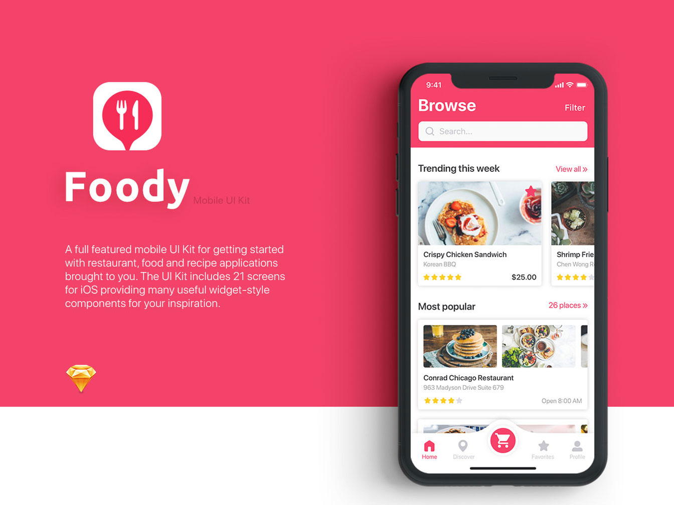红色餐饮外卖行业App界面设计UI设计 .sketch素材