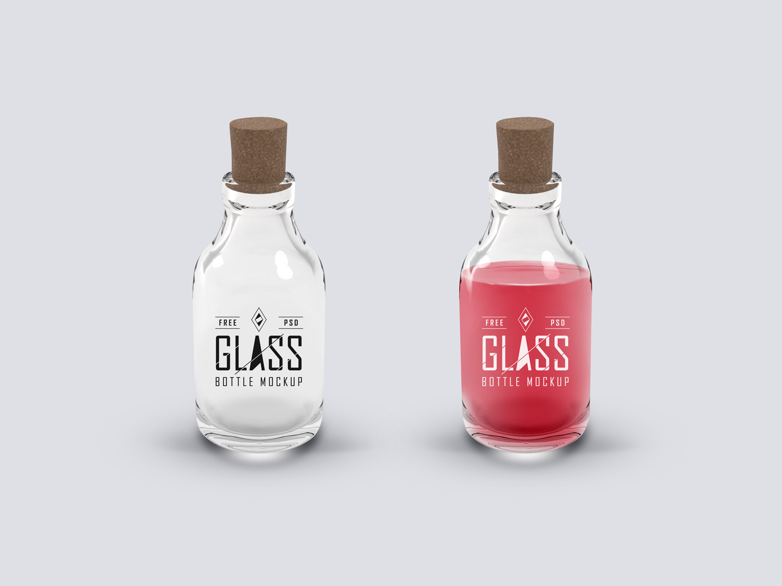 带软木塞的玻璃瓶PSD样机模型Glass Bottle Mockup