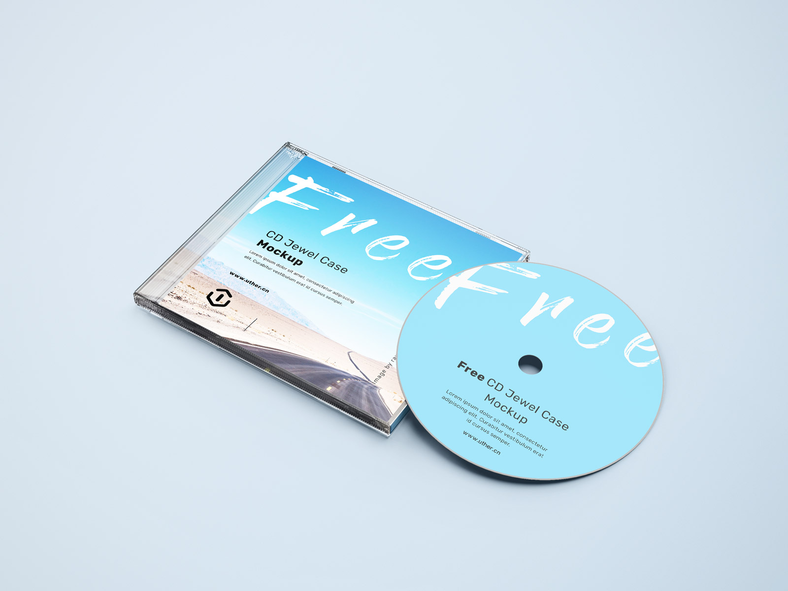 蓝色数码光盘音乐光碟塑料CD包装设计PSD样机模型