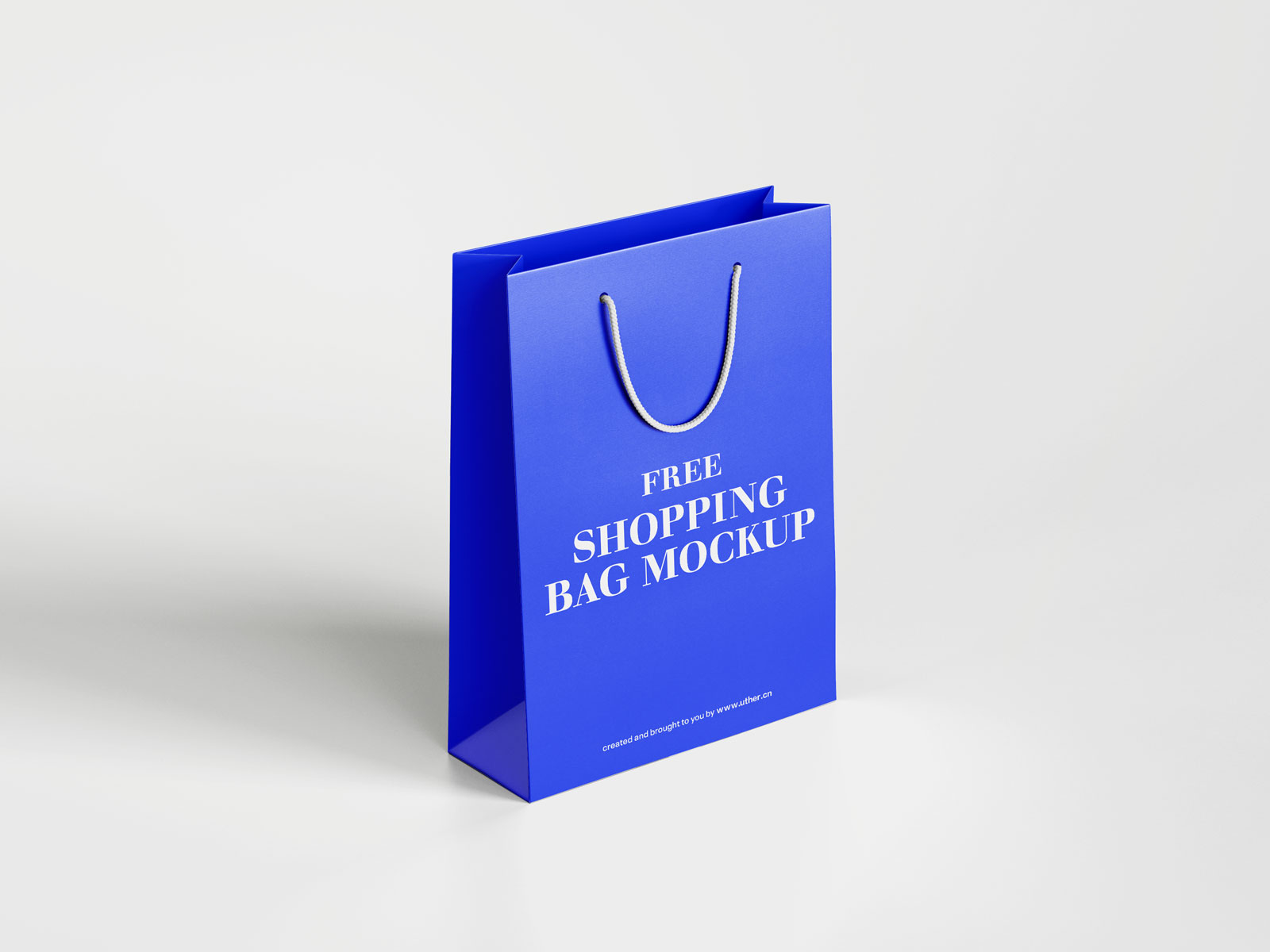 时尚简洁蓝色购物袋手提袋PSD样机模型shopping bag mockup