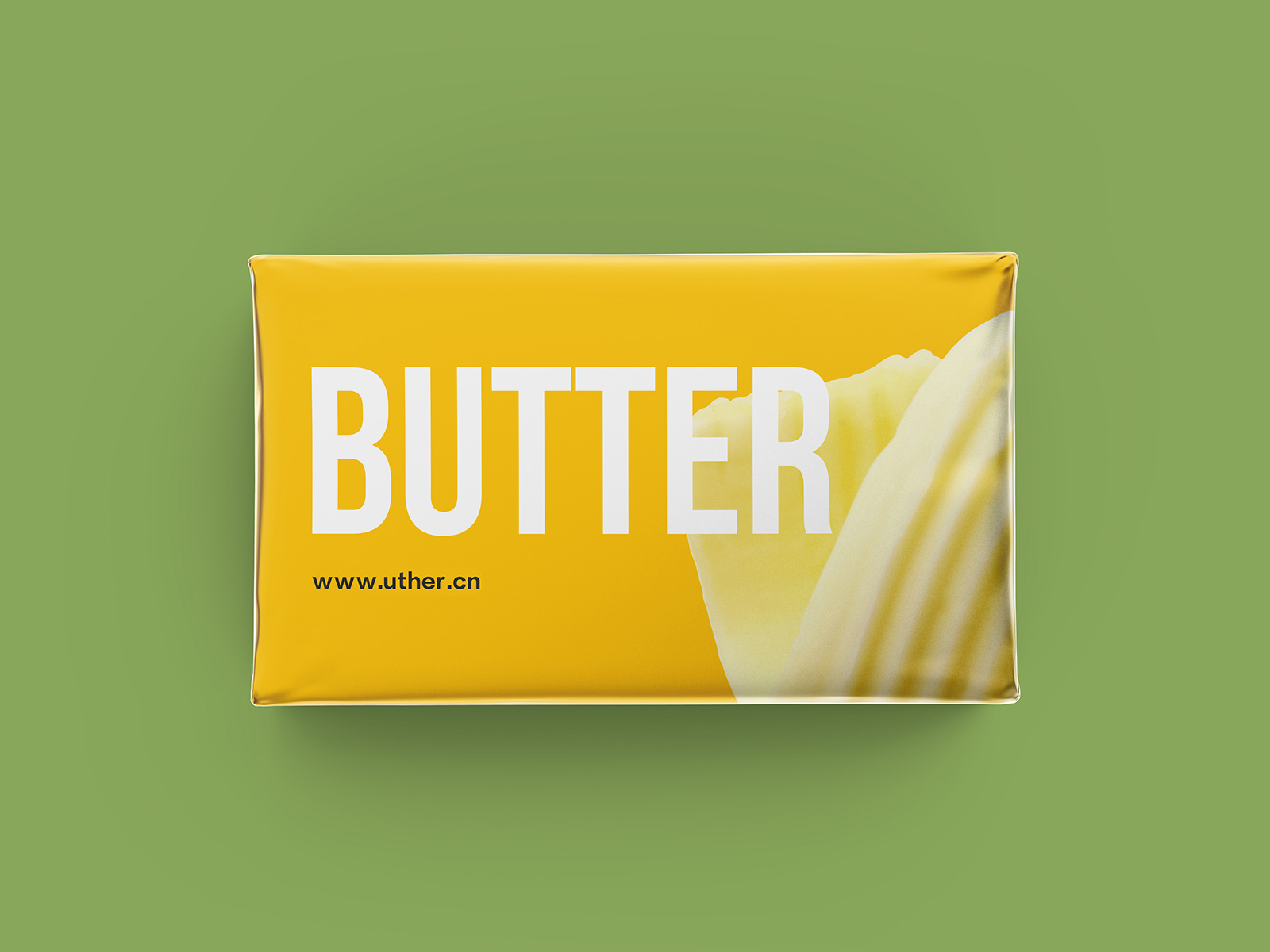 黄色黄油包装盒PSD样机模型Butter Block Mockup