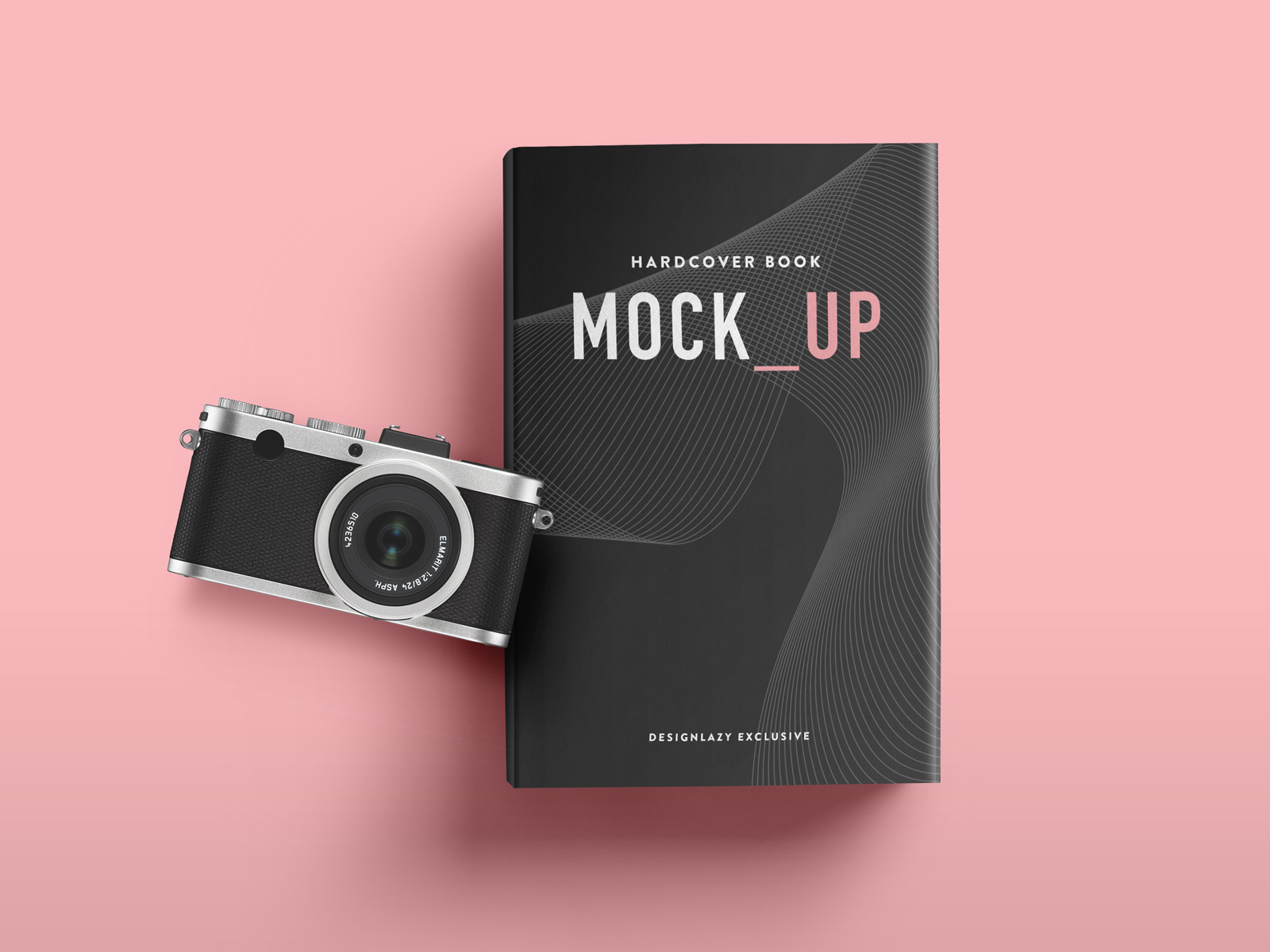 正面黑色精装硬皮书模型设计贴图展示样机PSD模板Hardcover Book Mockup