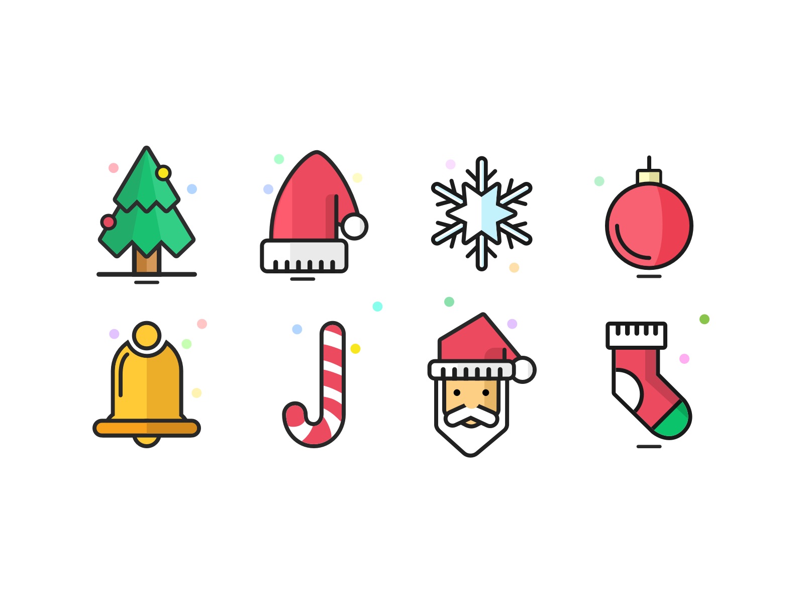 彩色圣诞节面性图标icon .sketch素材