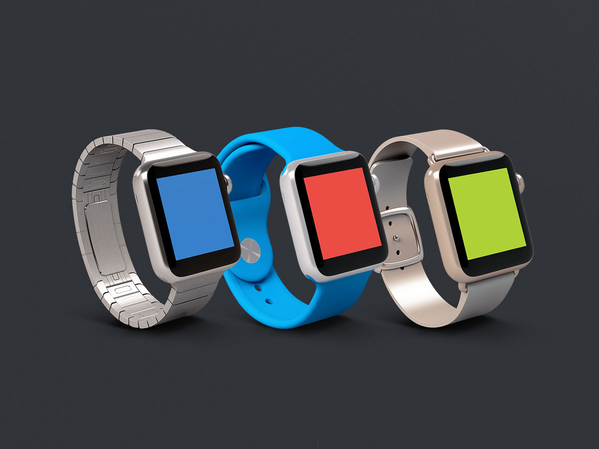 不同色系表带Apple Watch苹果手表.PSD模型 Apple Watch Mockup