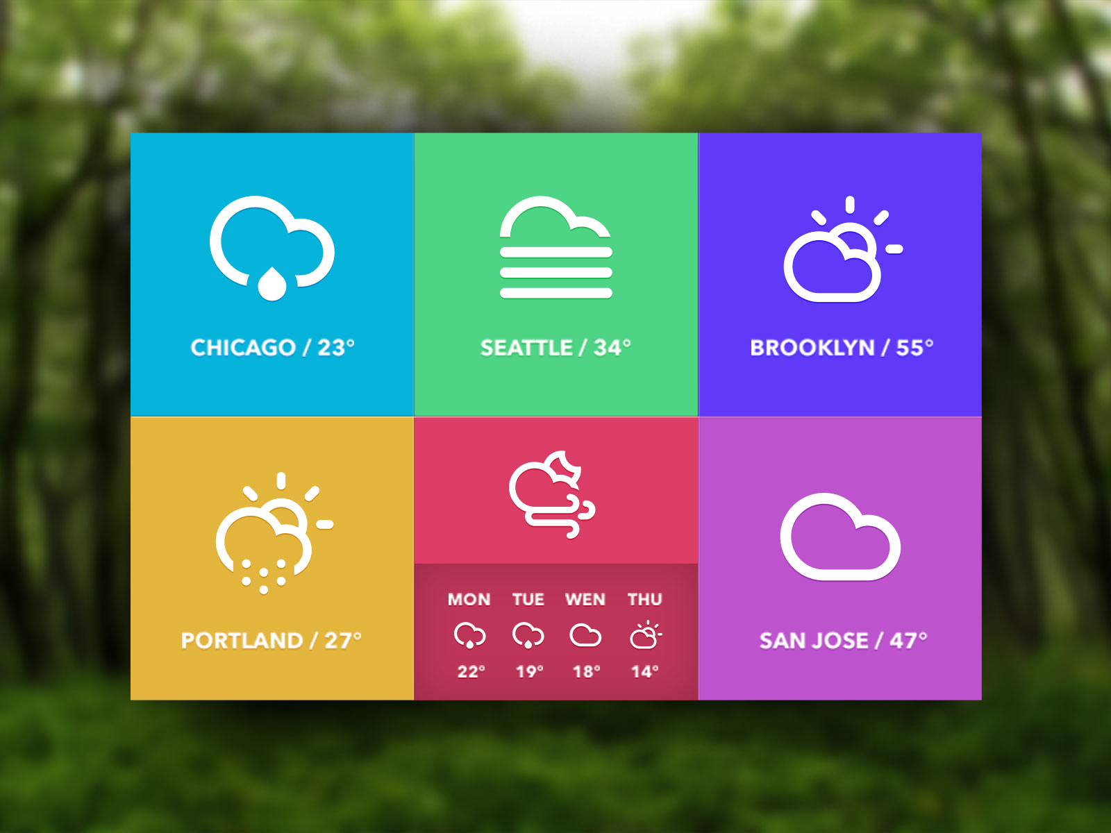简洁大气的扁平化天气UI界面设计 .psd素材