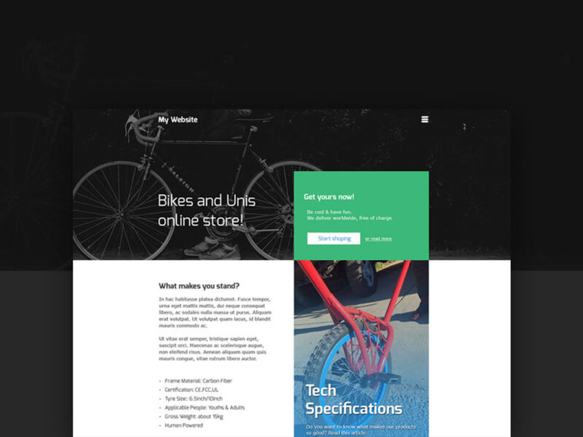 在线自行车电商网站UI界面设计 .psd模板