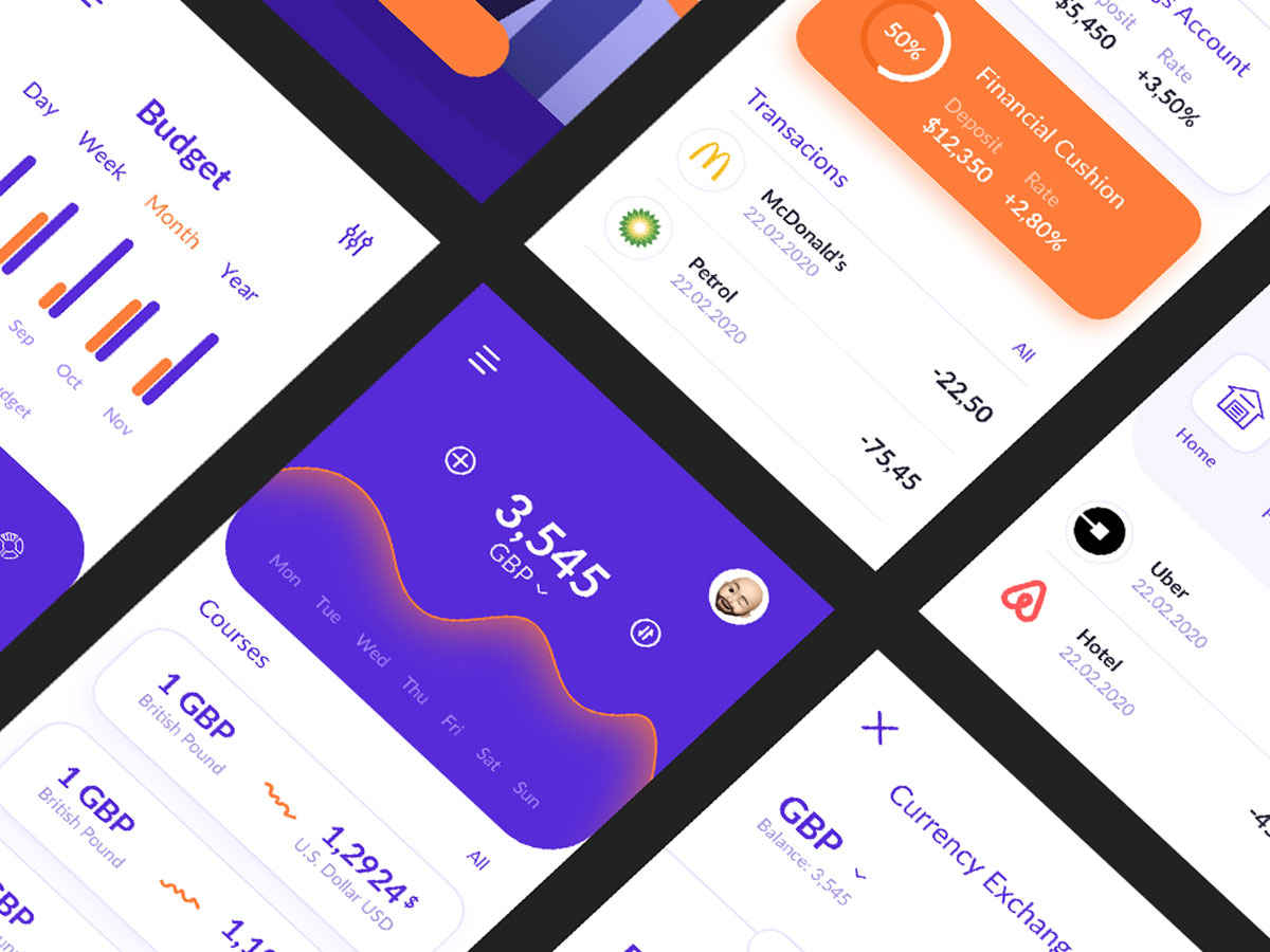 紫色系财务金融app应用UI界面设计 .sketch素材