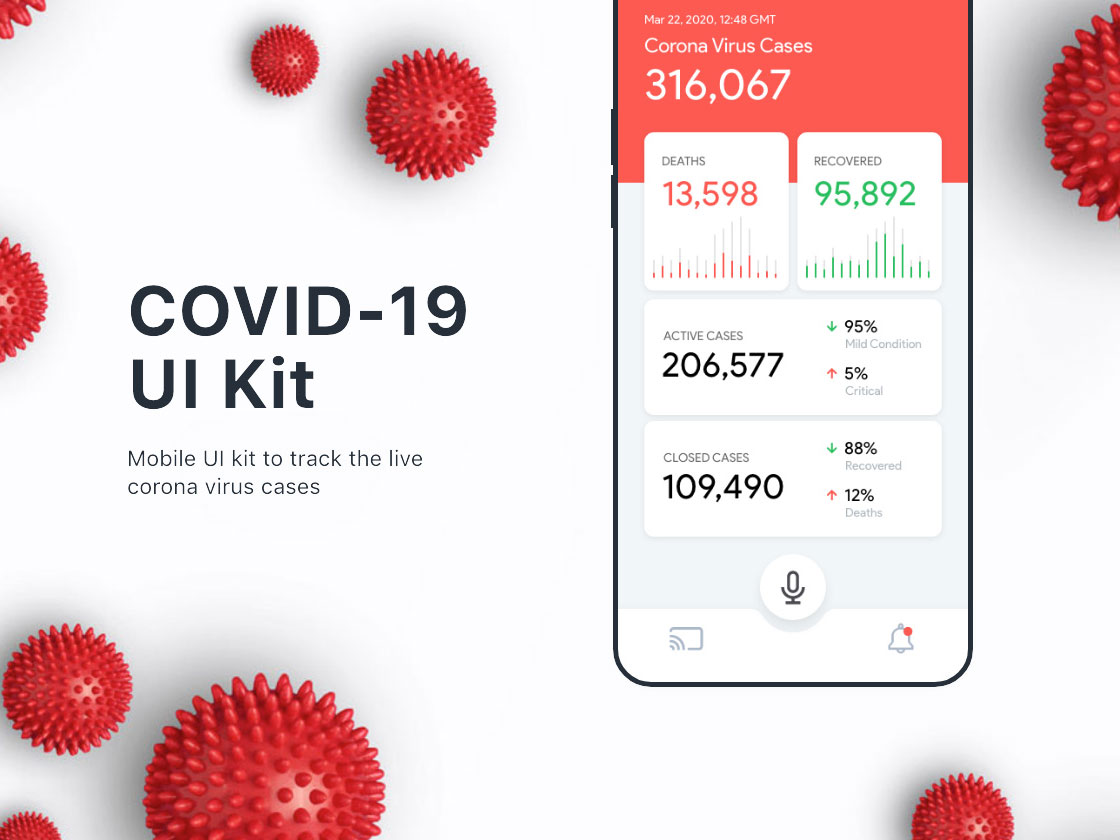 新冠病毒数据统计App UI界面设计 .xd素材