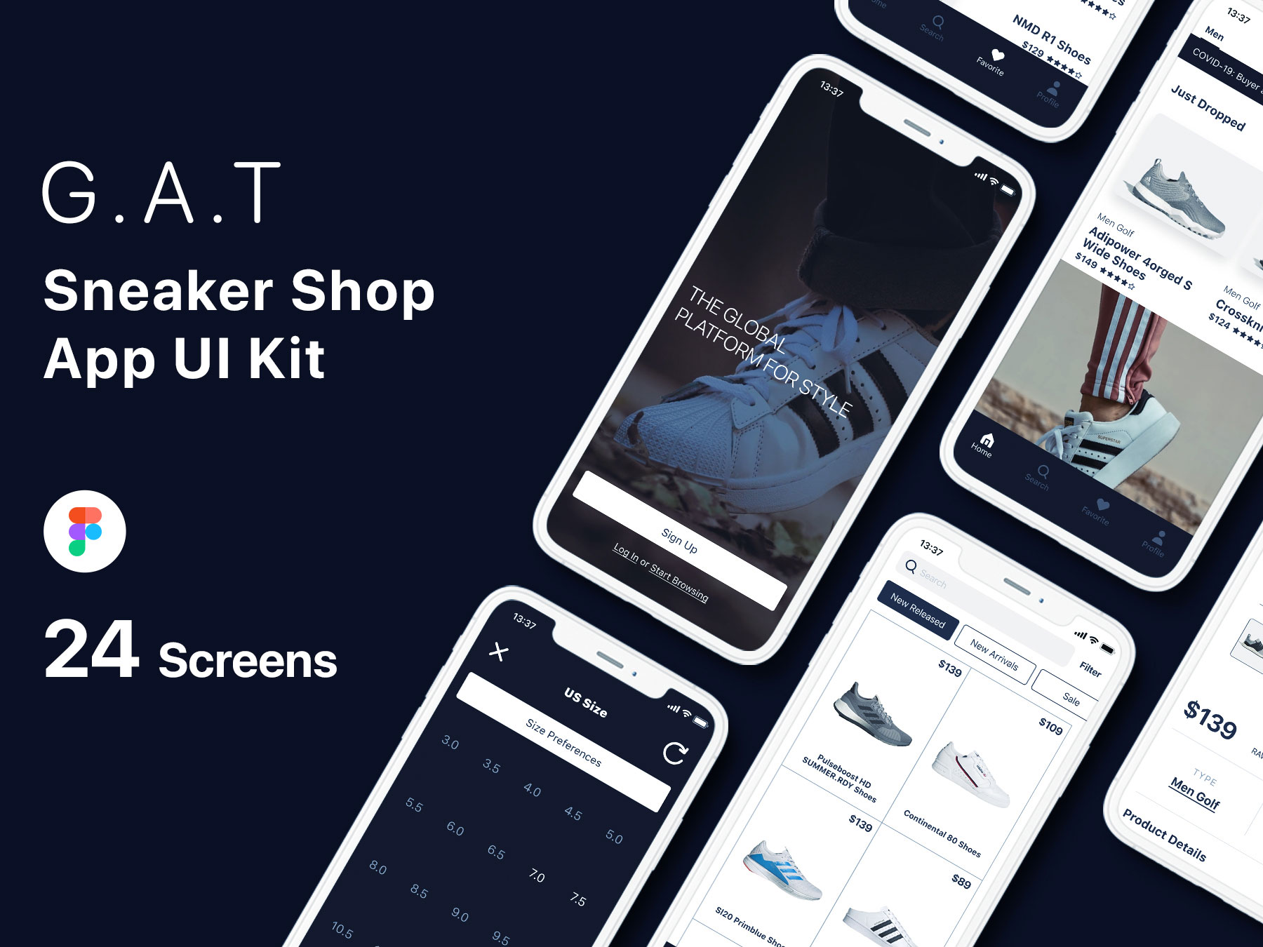 运动鞋类电商App UI界面设计工具包 .fig素材