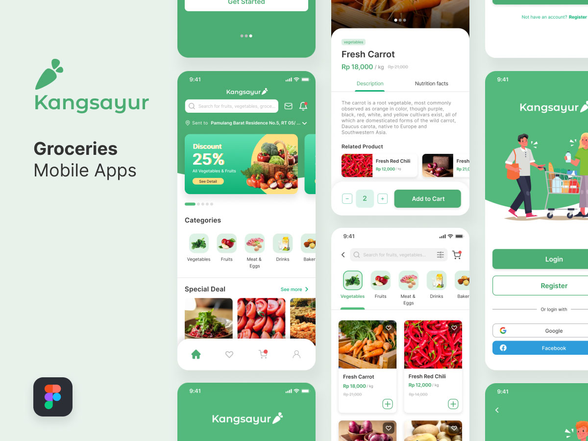 绿色系生鲜电商app ui界面设计 .fig素材
