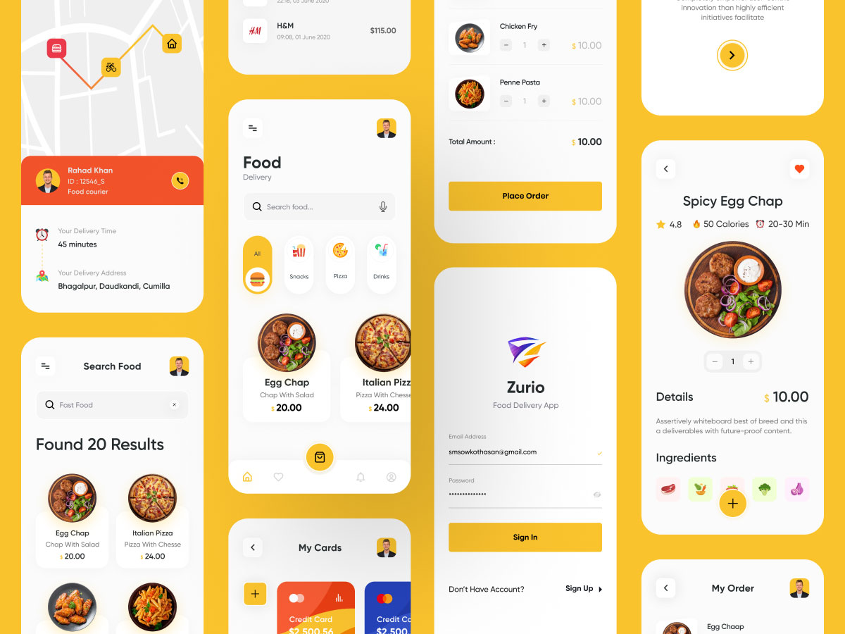 橙色系美食外卖app ui界面设计 .fig素材