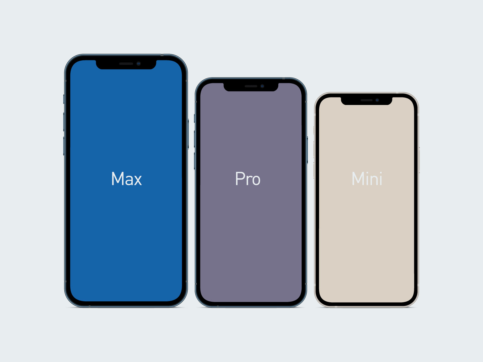 高质量正面多色iPhone 12 Max Pro Mini .psd .ai样机模型