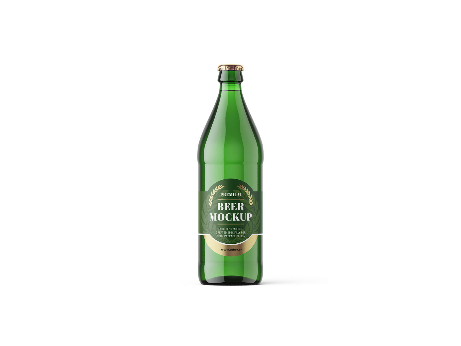高质量绿色啤酒瓶PSD样机模型beer bottle mockup