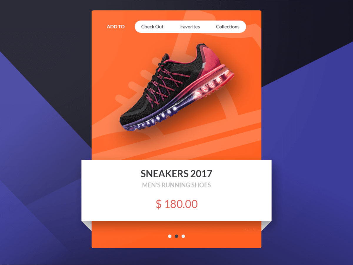 运动鞋网站卡片模块UI界面设计 .psd素材