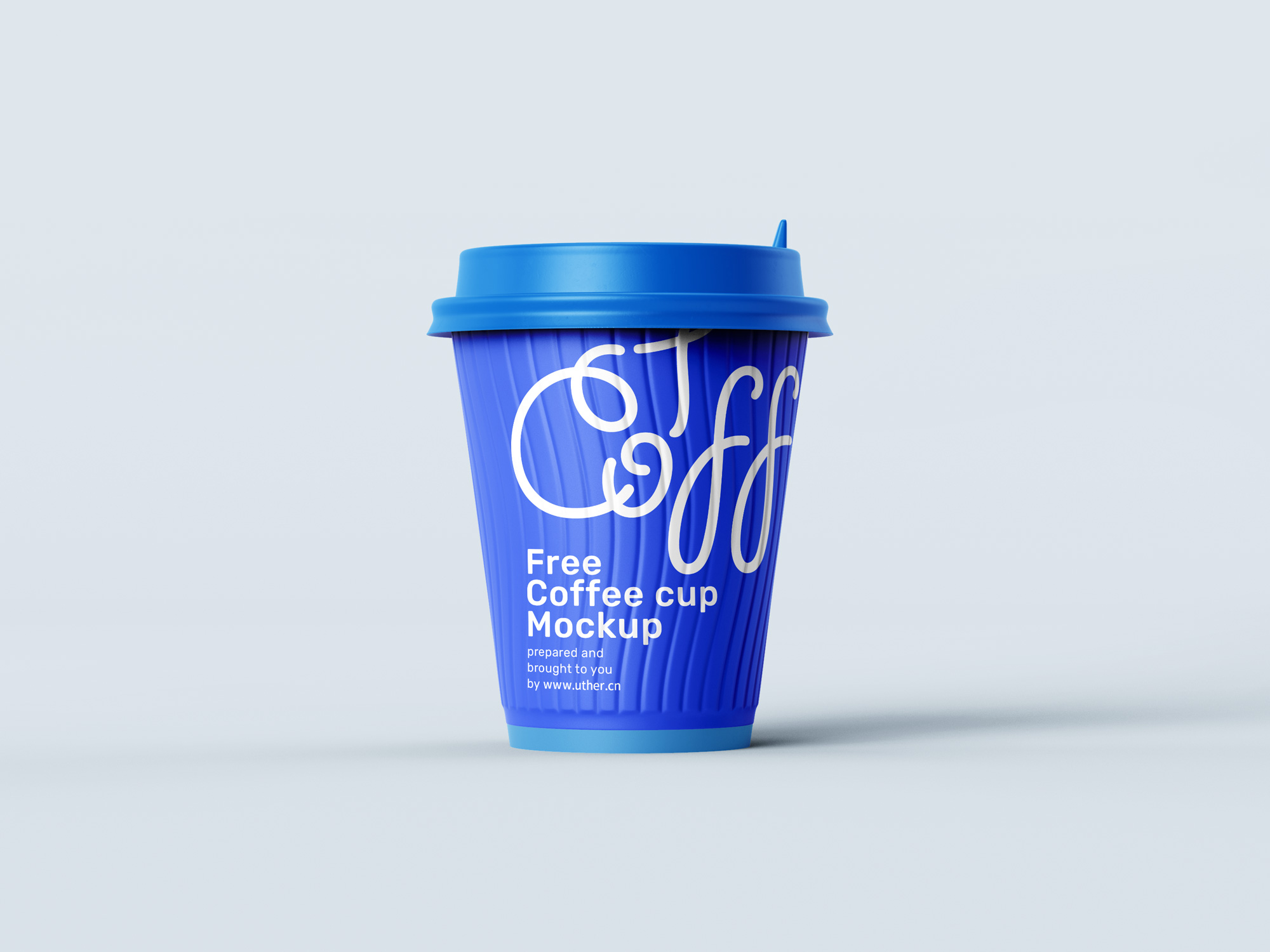 高质量蓝色纸质带盖子的咖啡杯psd样机模型Coffee Cup Mockup