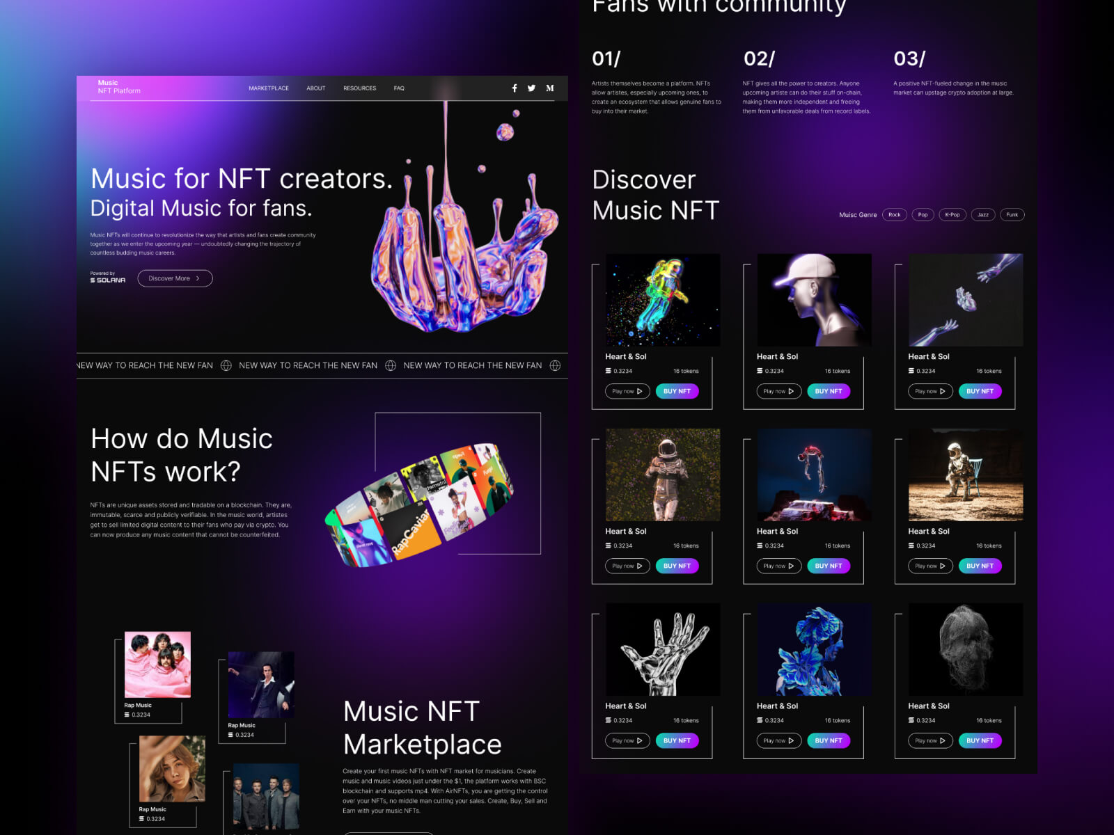原创音乐人NFT市场网站web ui界面设计 fig素材