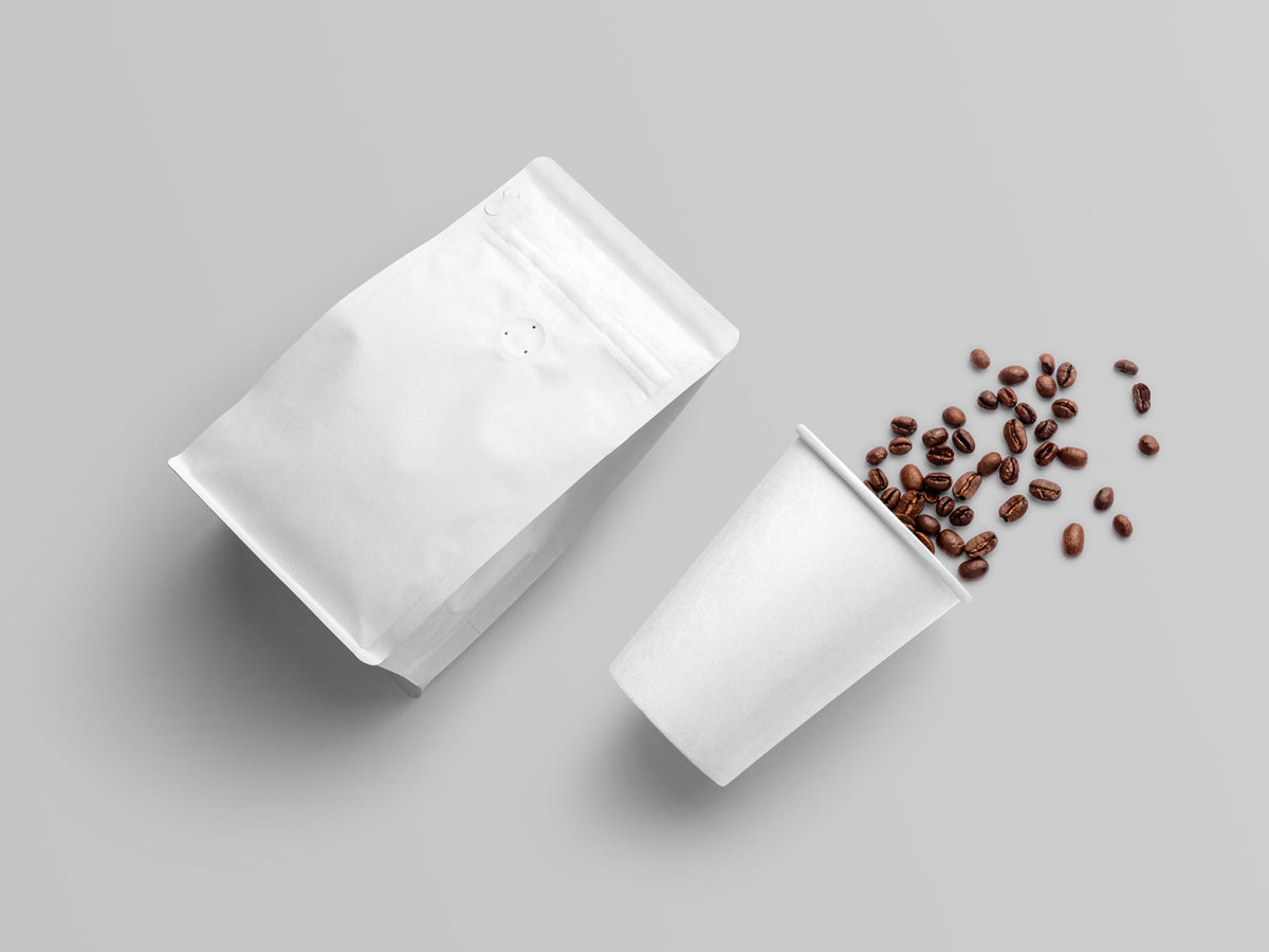 咖啡豆包装纸杯psd样机模型coffee mockup