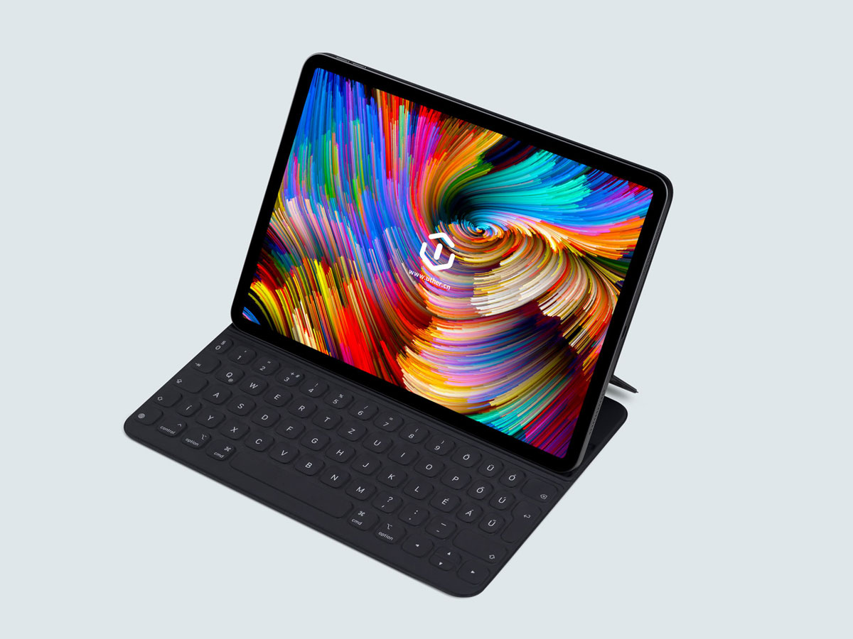 带键盘的ipad便携式平板电脑psd样机模型 ipad pro Mockup