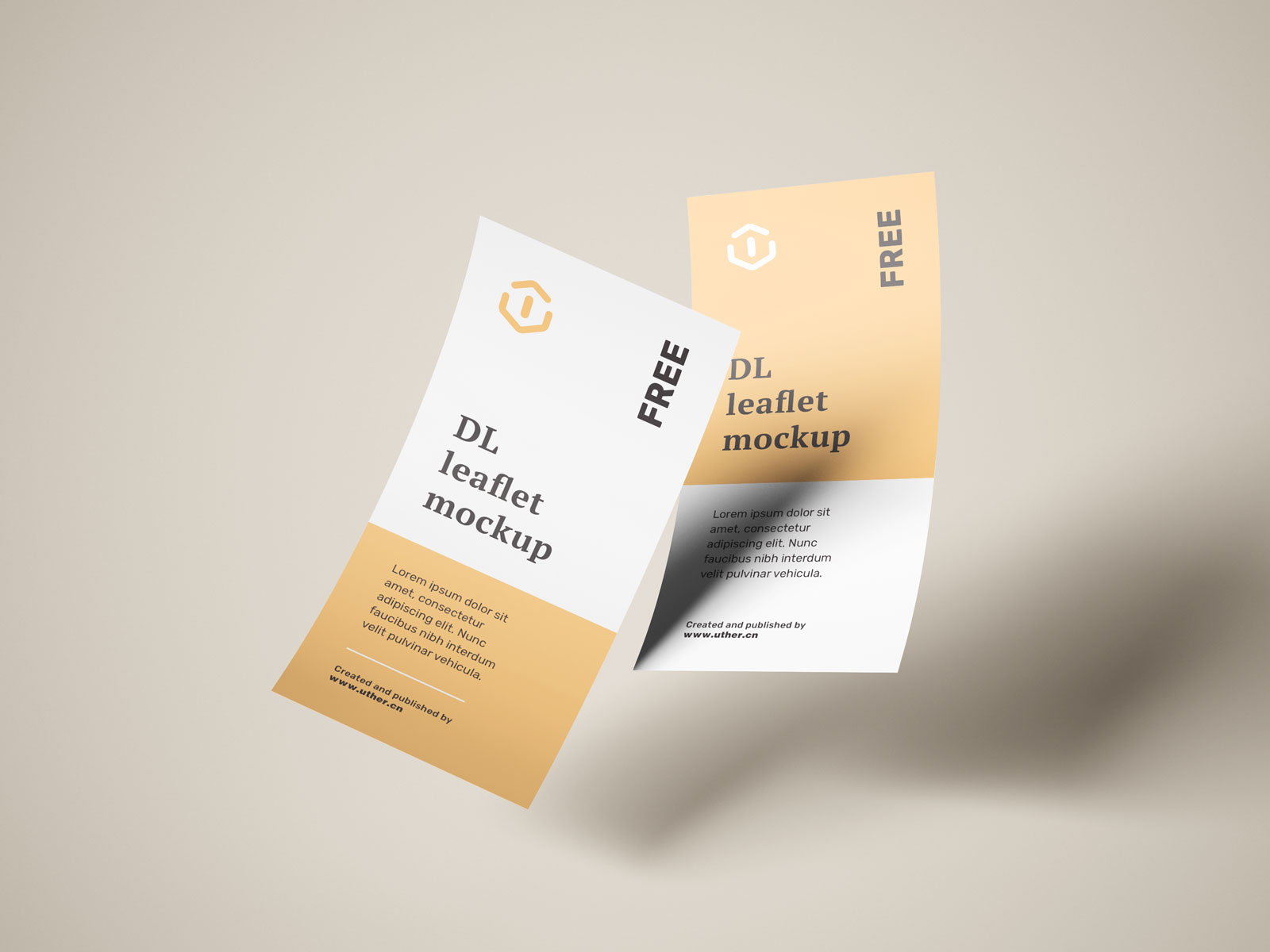 悬浮的传单psd样机模型Leaflet Mockup