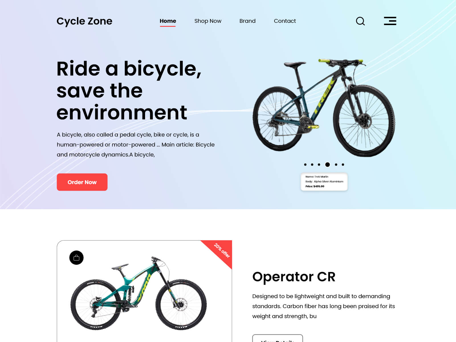 自行车品牌电商落地页WEB UI界面设计 .xd素材