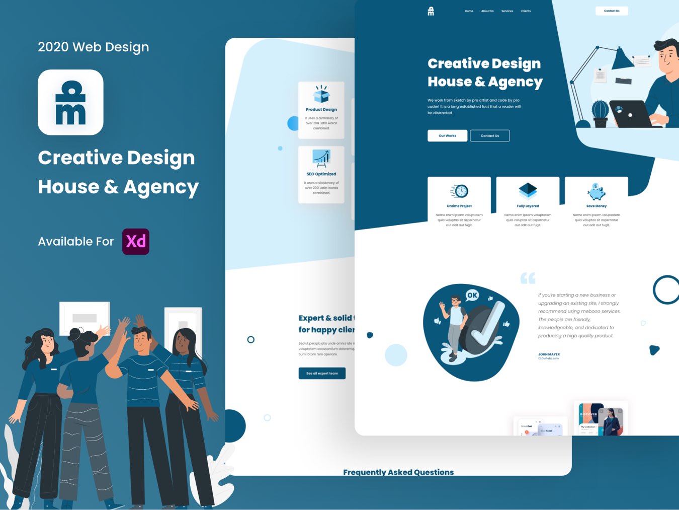 创意设计机构设计公司官网落地页WEB UI界面设计 .xd素材