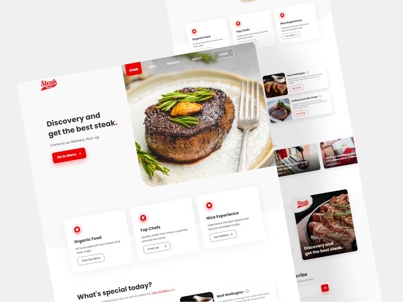 餐饮品牌和牛排餐厅电商外卖首页落地页WEB UI界面设计 .fig素材